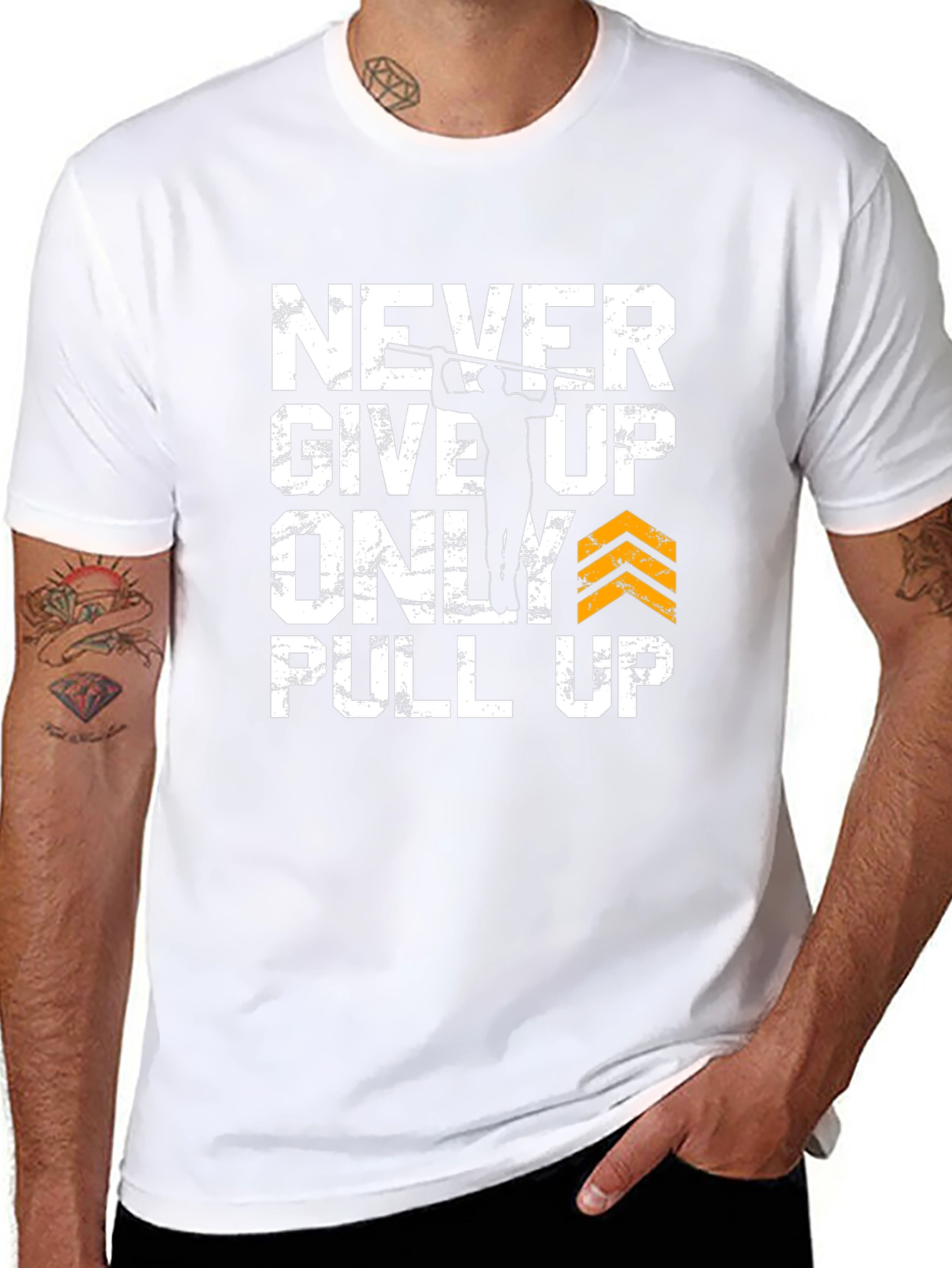 Black Never Give Up Pull Up Graphic Tee view 8