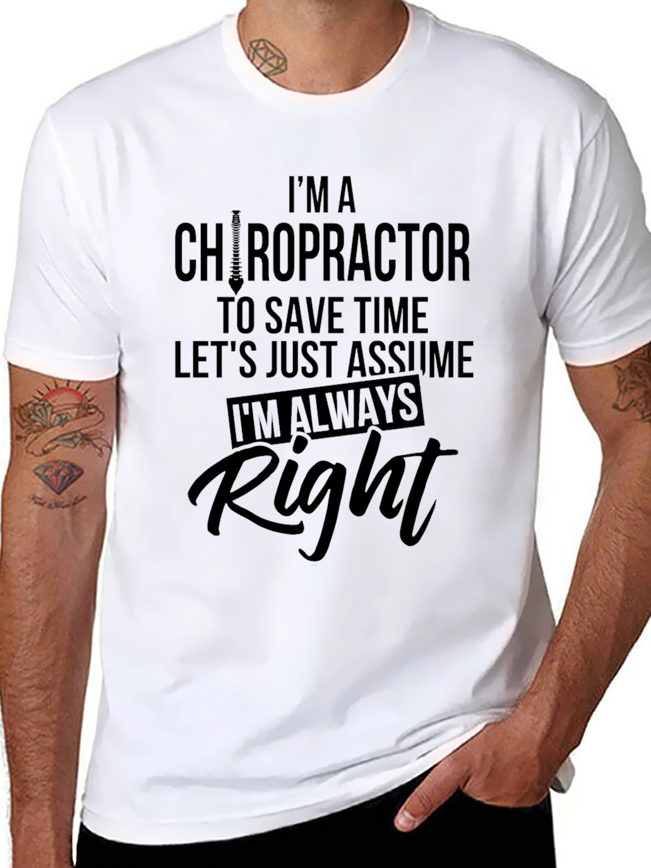 Black Chiropractor Always Right Black T-Shirt view 8