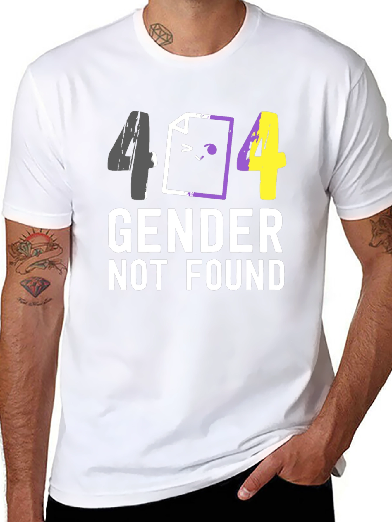 Black 404 Gender Not Found Unisex T-Shirt view 8