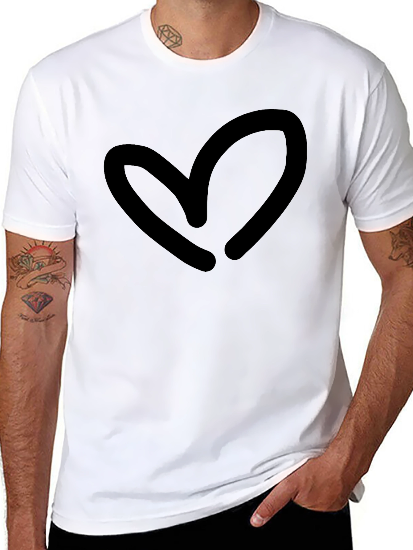 Black Heart Graphic Black T-Shirt - Casual Style view 8