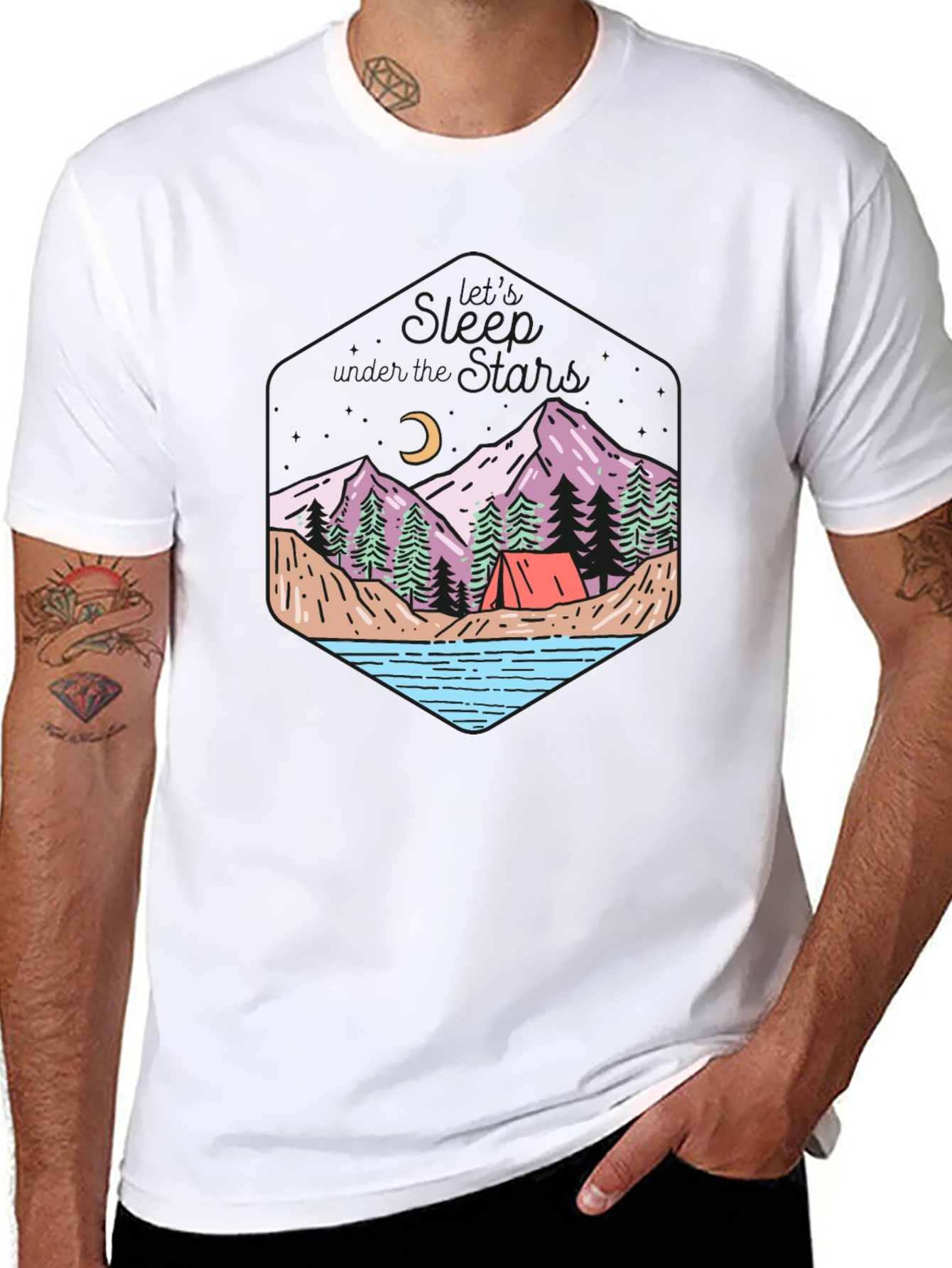 Black Outdoor Adventure T-Shirt - Camping Theme view 8
