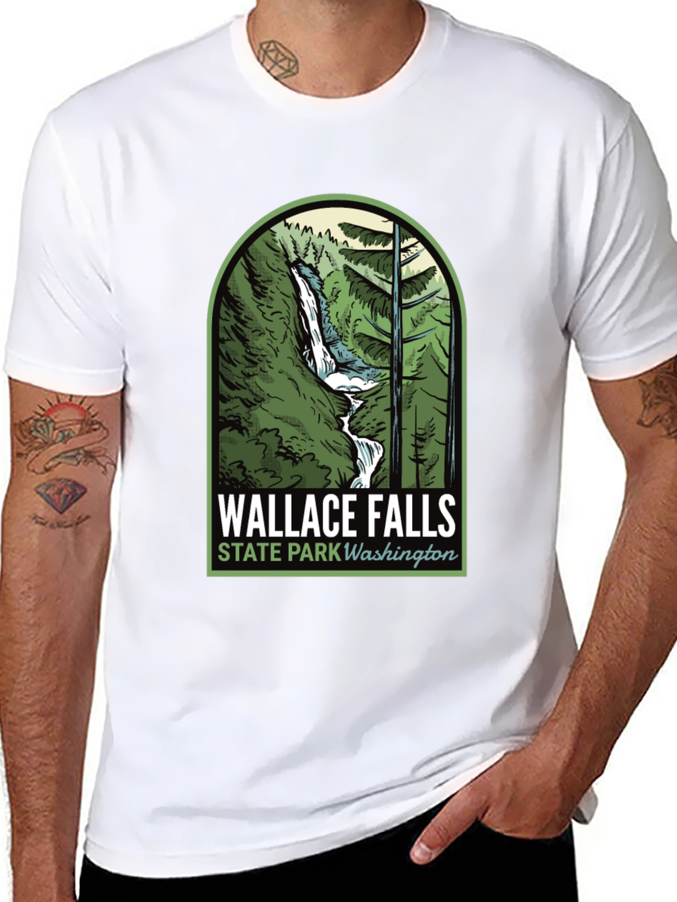 Black Wallace Falls State Park T-Shirt view 8