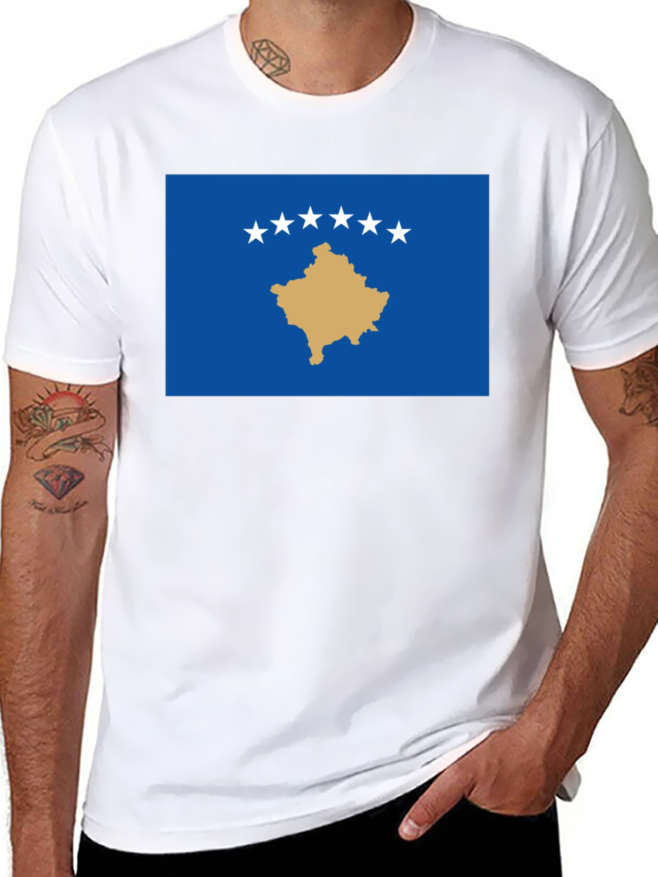 Kosovo Flag Graphic T-Shirt - Black - 8