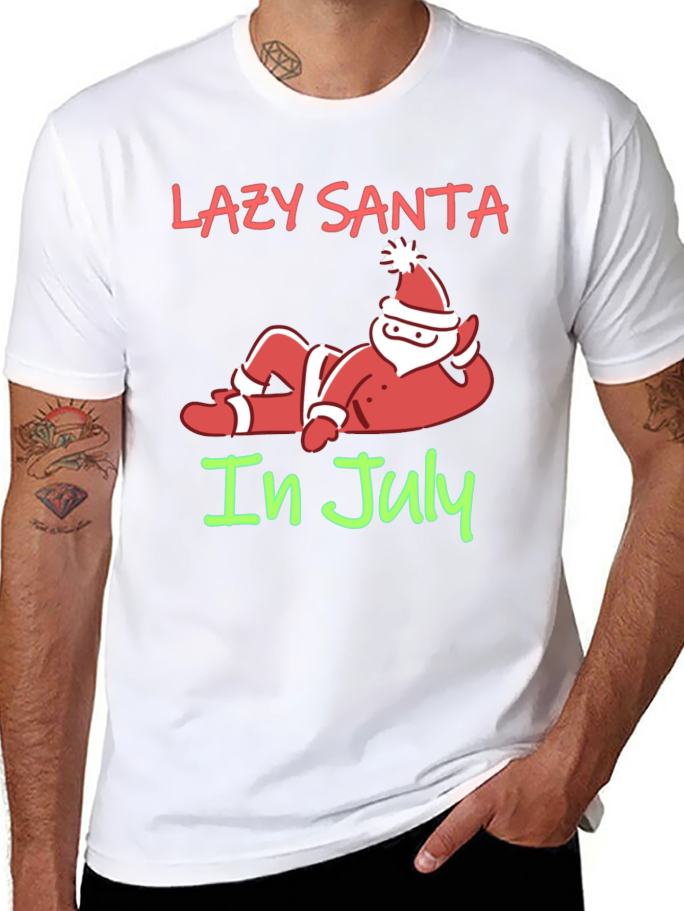 Black Lazy Santa in July Graphic T-Shirt view 8
