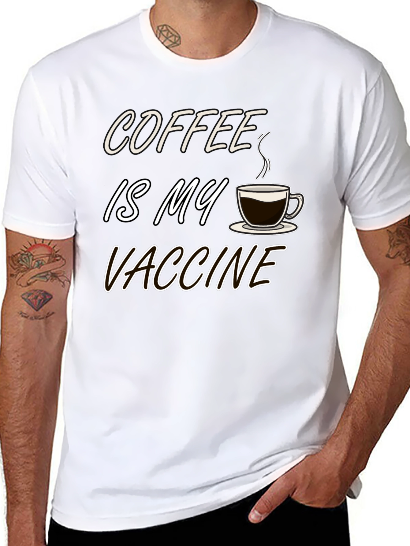 Black Coffee is My Vaccine Black T-Shirt view 8