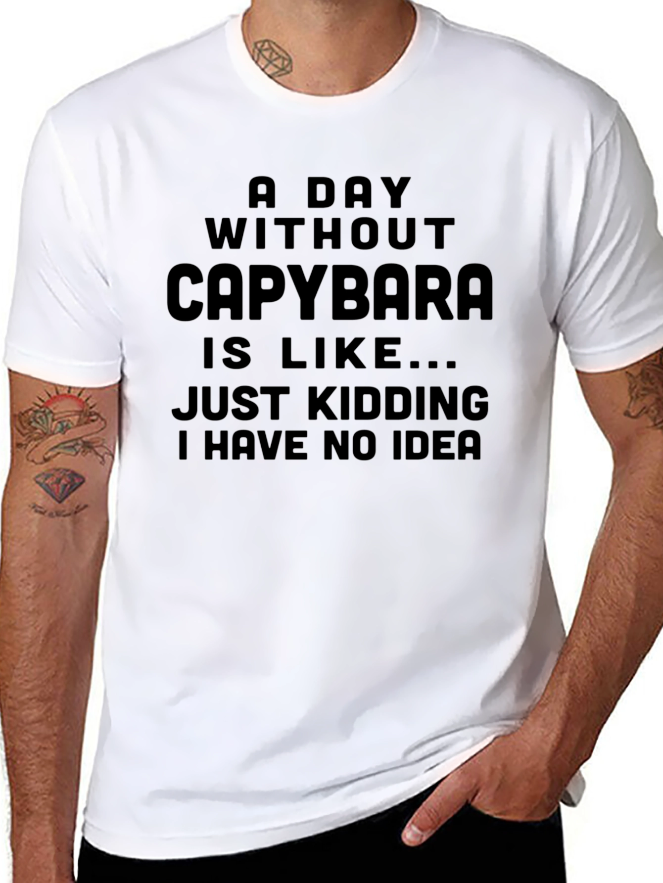 Black Funny Capybara T-Shirt - No Idea view 8