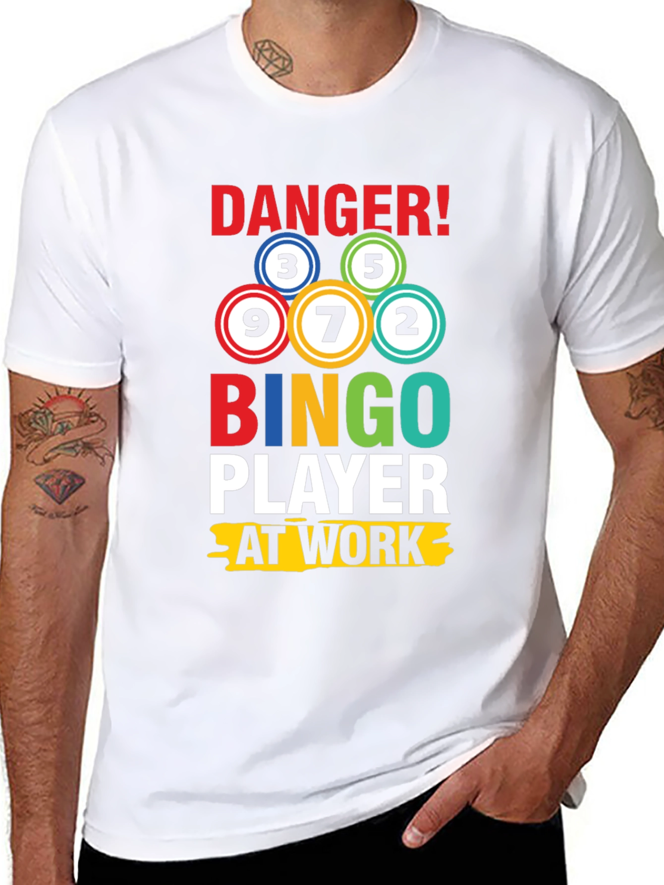 Black Danger Bingo Player at Work T-Shirt  view 8