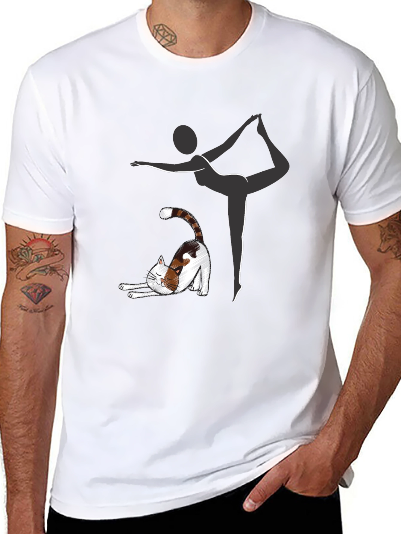 Black Yoga Cat T-Shirt view 8