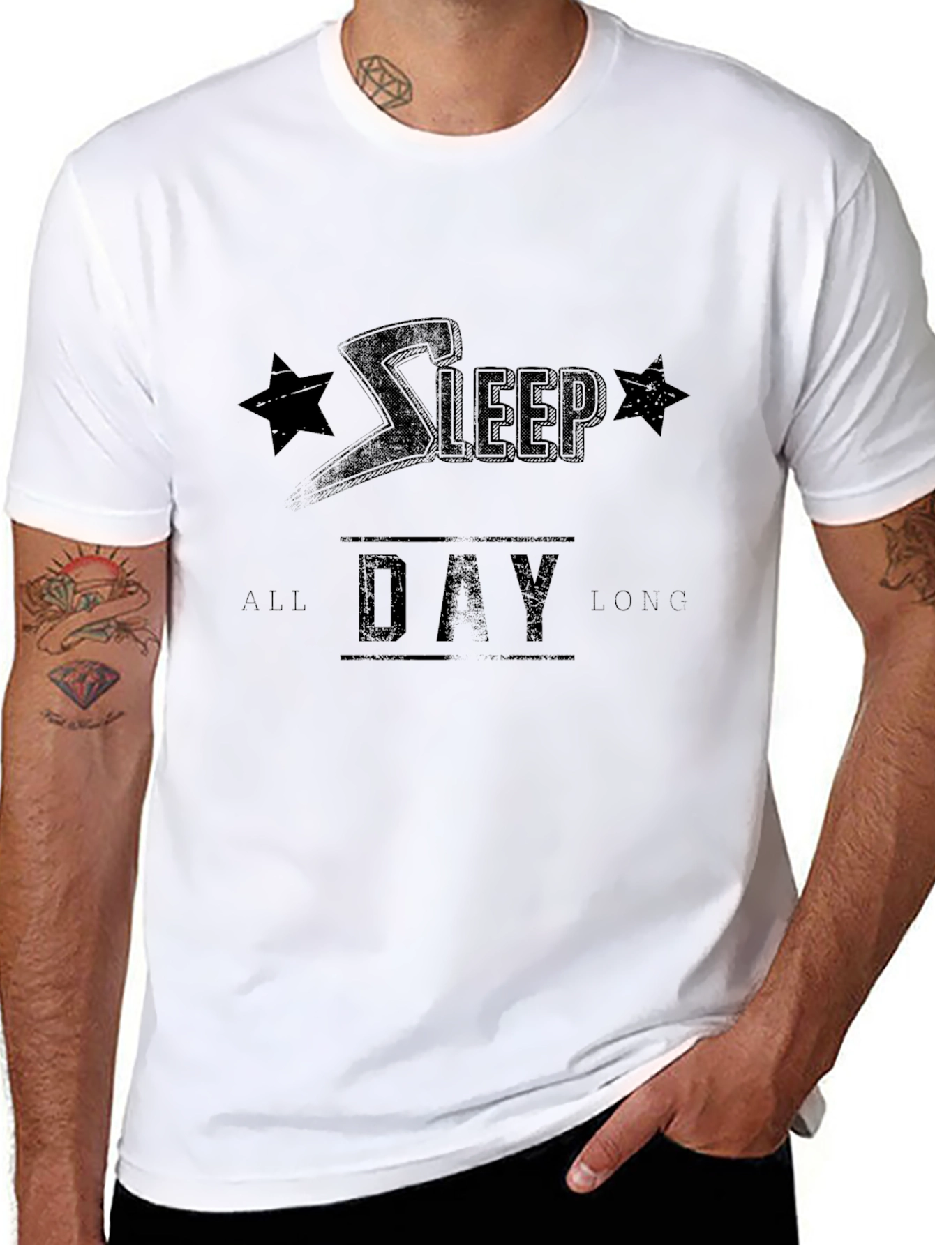 Black Sleep All Day Long Graphic Tee view 8