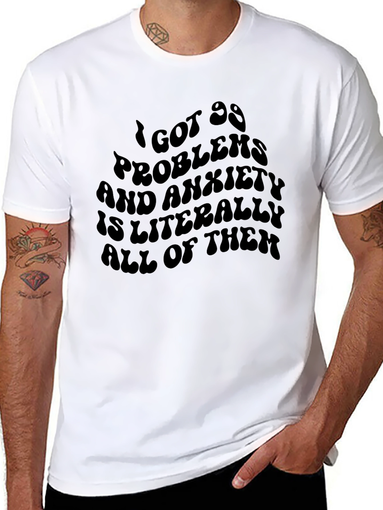 Black Anxiety Funny Graphic T-Shirt view 8