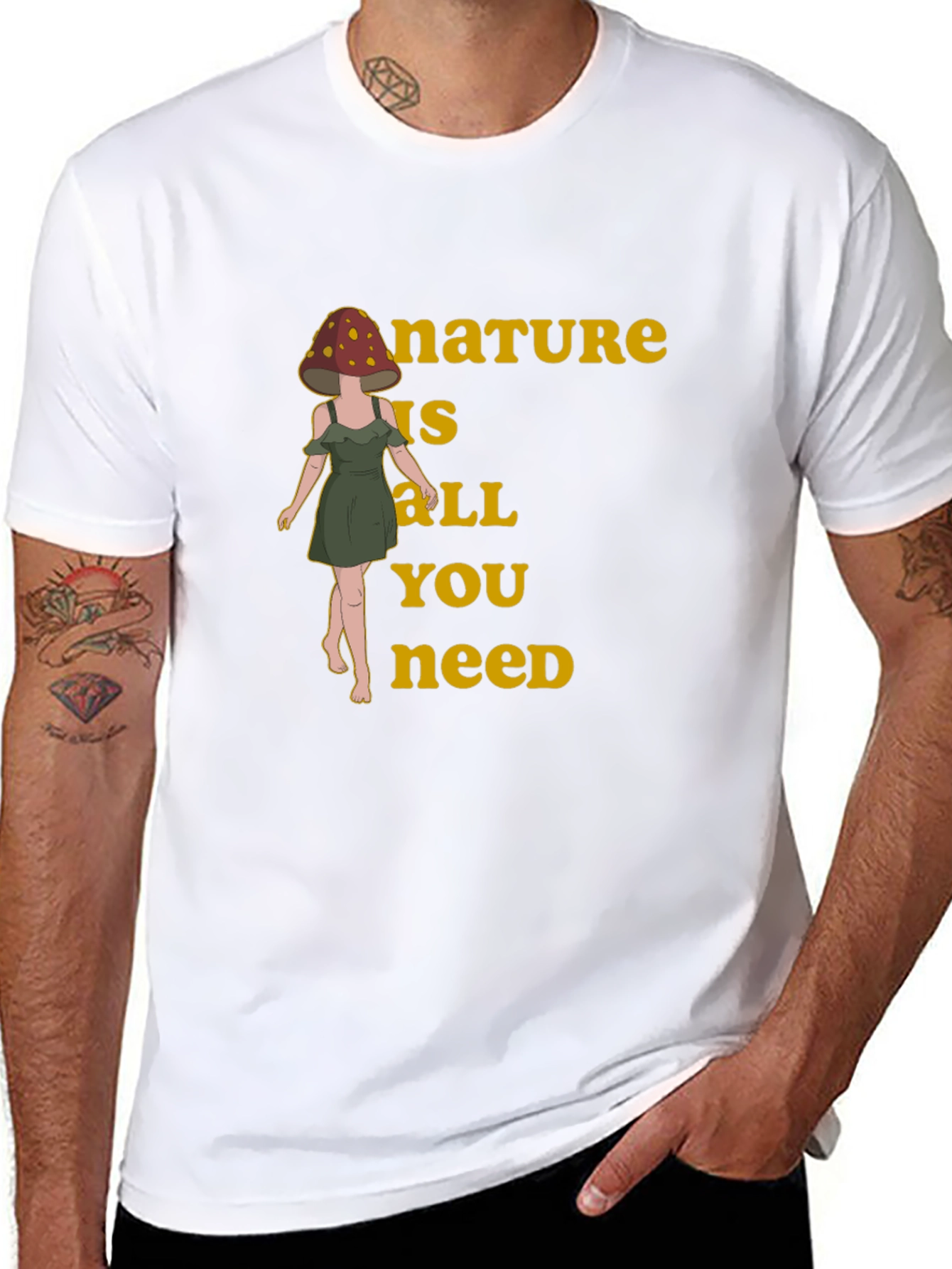 Black Nature is All You Need Mushroom Head T-Shirt view 8