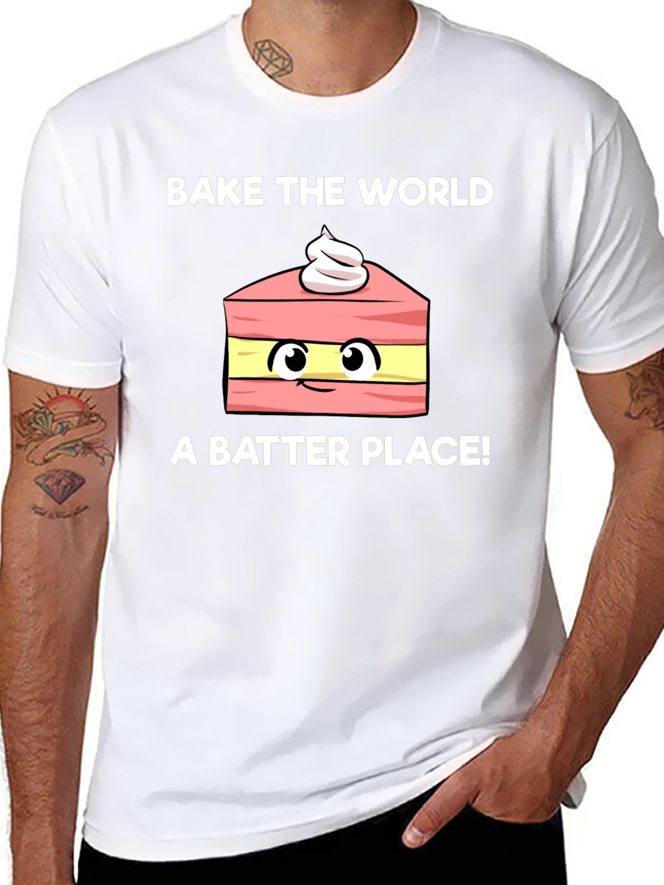 Black Bake the World Better Funny T-Shirt view 8