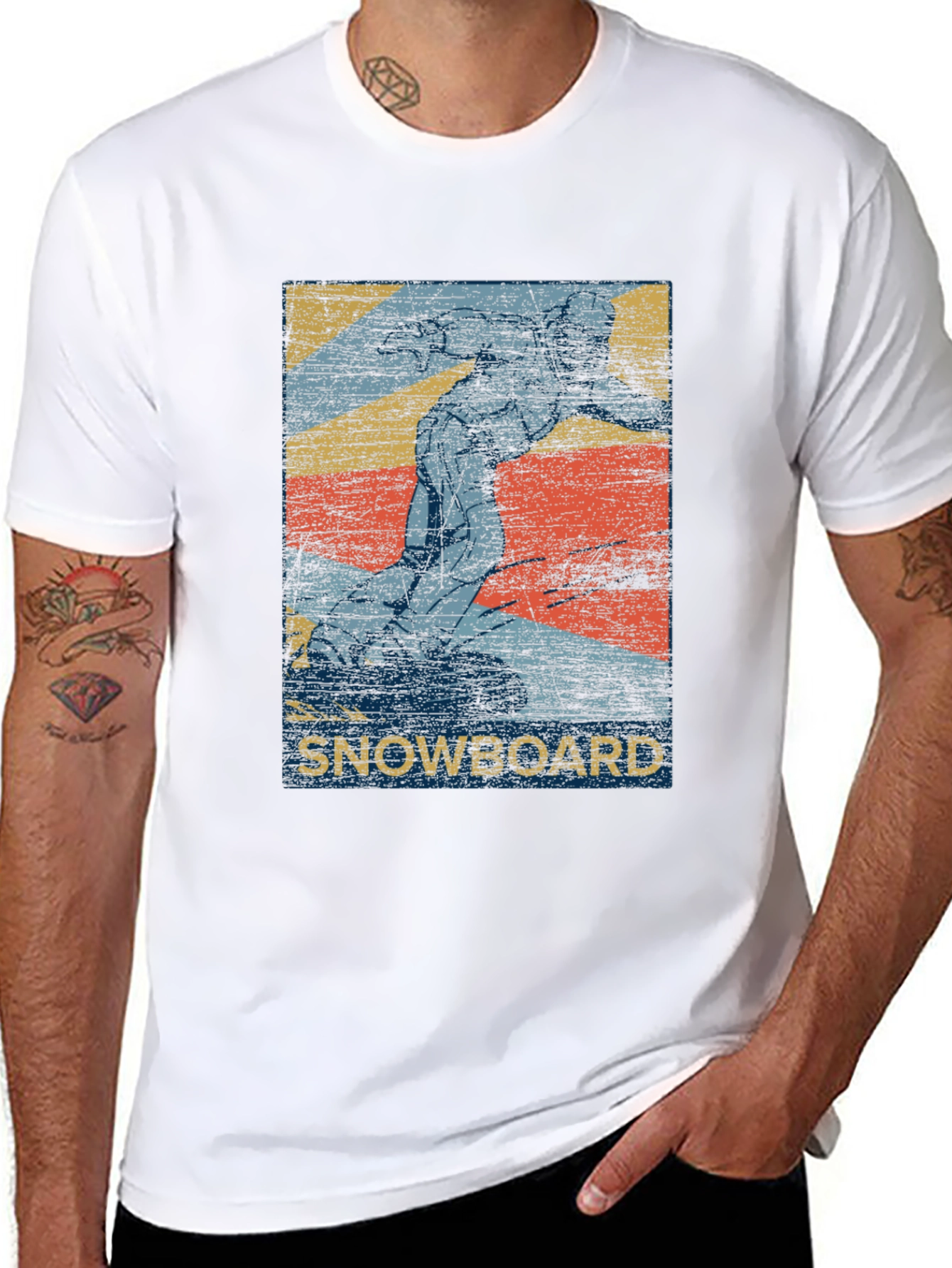 Black Vintage Snowboard Graphic T-Shirt - Black view 8