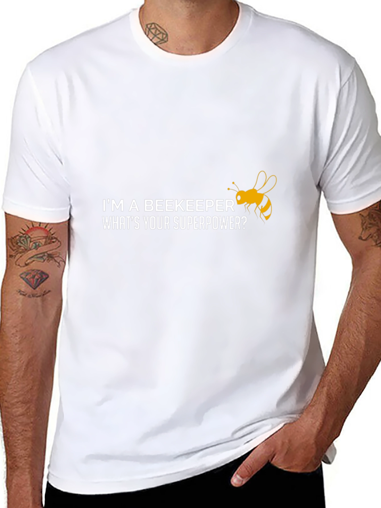 Black Beekeeper Superpower T-Shirt - Honey Bee Design view 8
