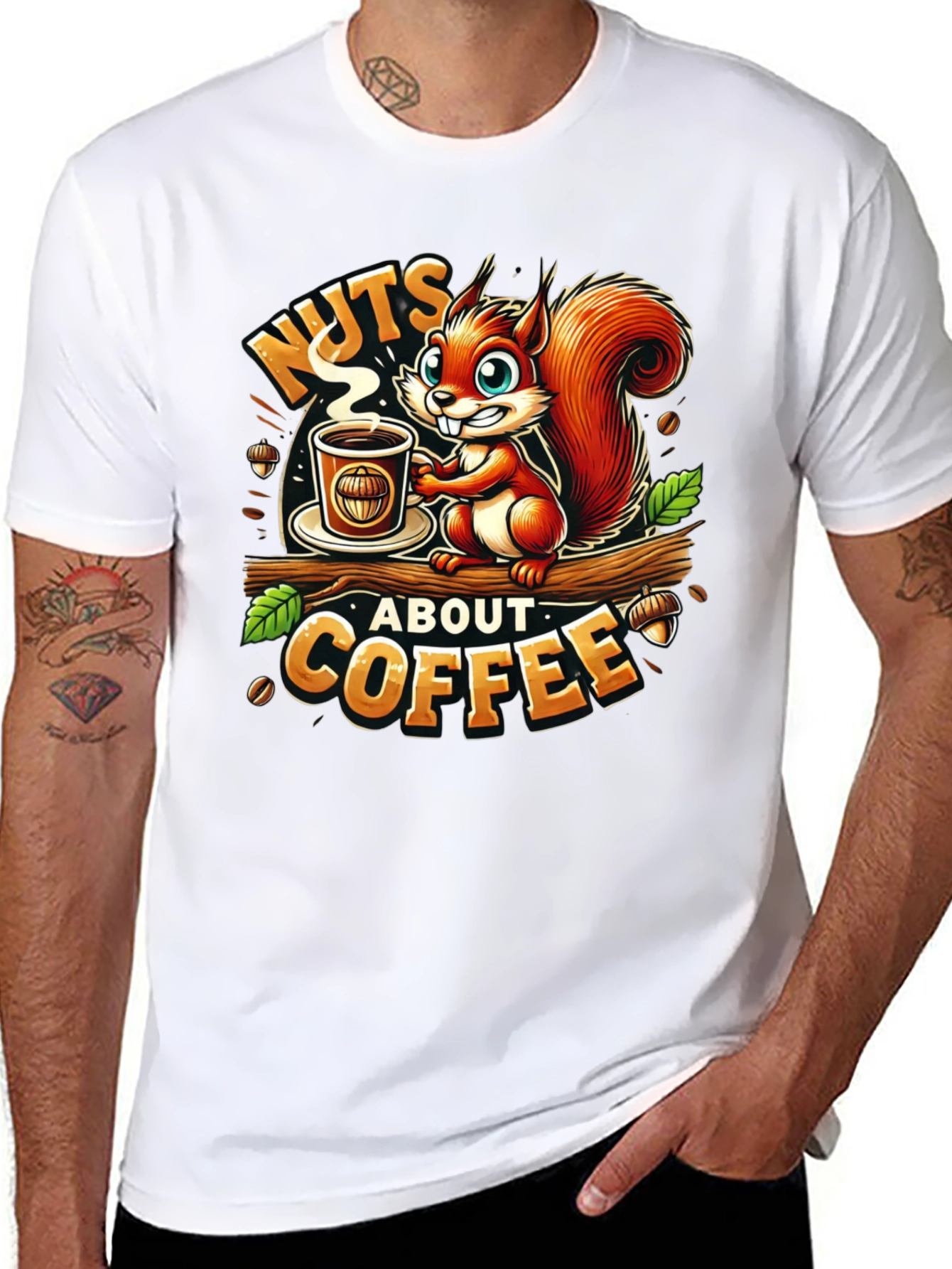 Black Nuts About Coffee Squirrel T-Shirt view 8
