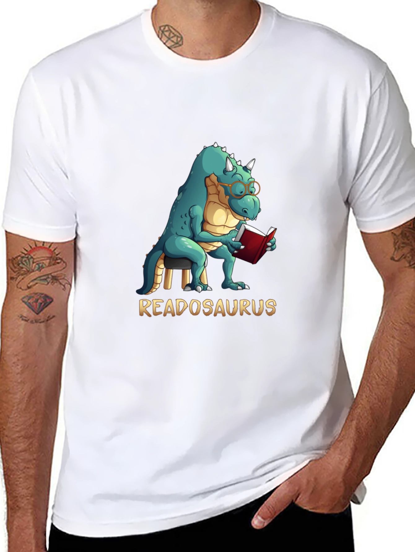 Black Readosaurus T-Shirt - Reading Dinosaur Tee view 8