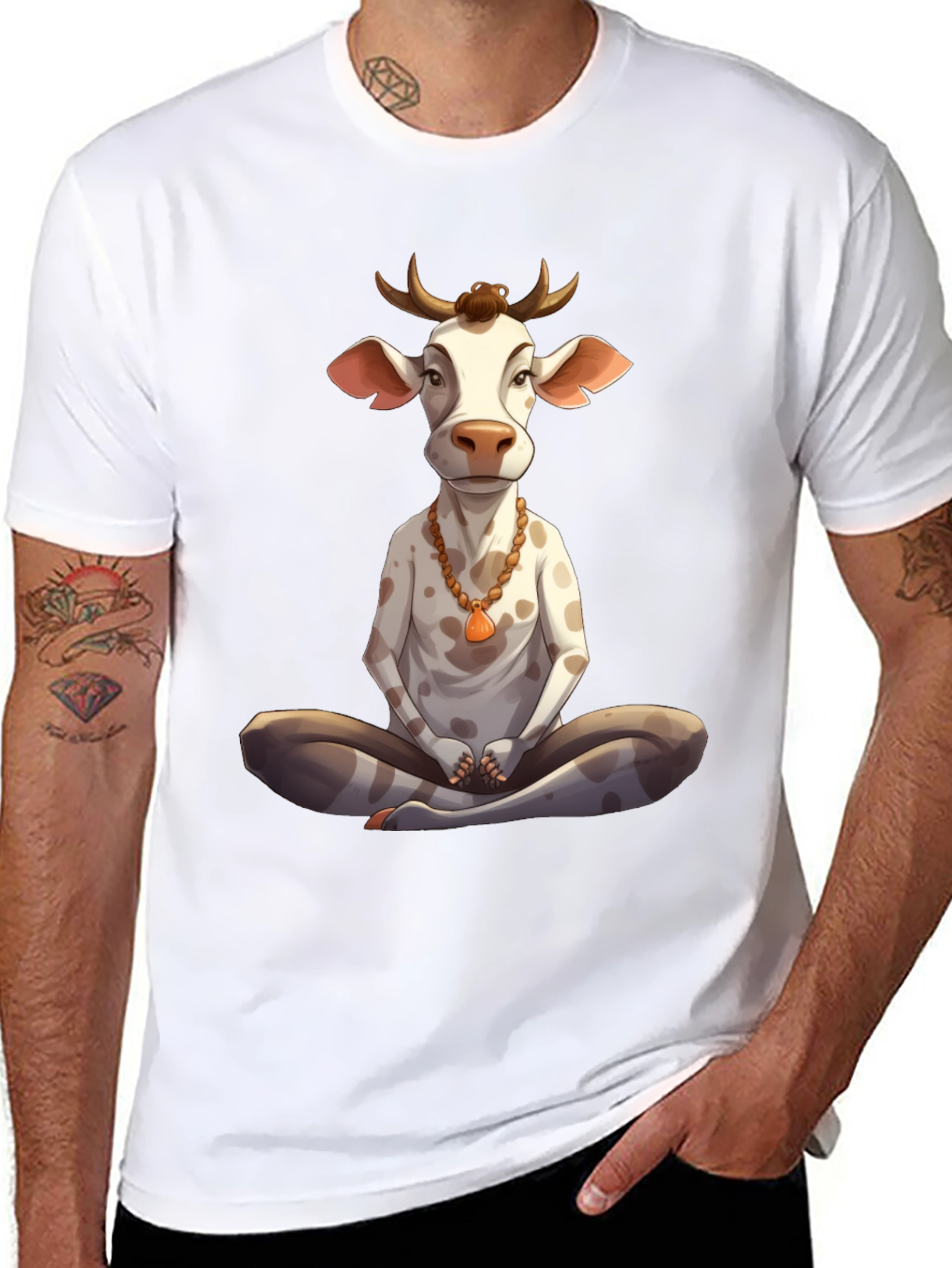 Yoga Cow Graphic Tee - Meditating Bull T-Shirt - 8