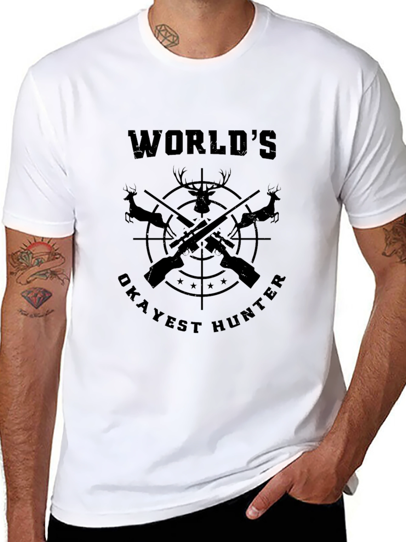Black World's Okayest Hunter T-Shirt - Black view 8