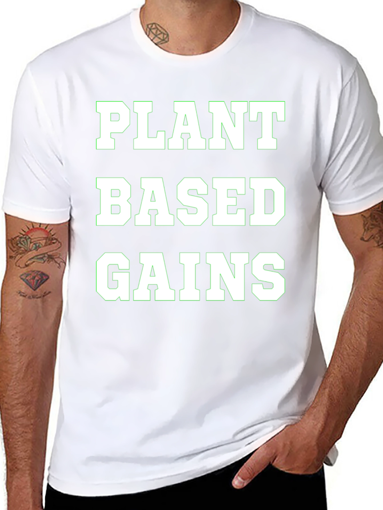 Black Plant Based Gains T-Shirt view 8