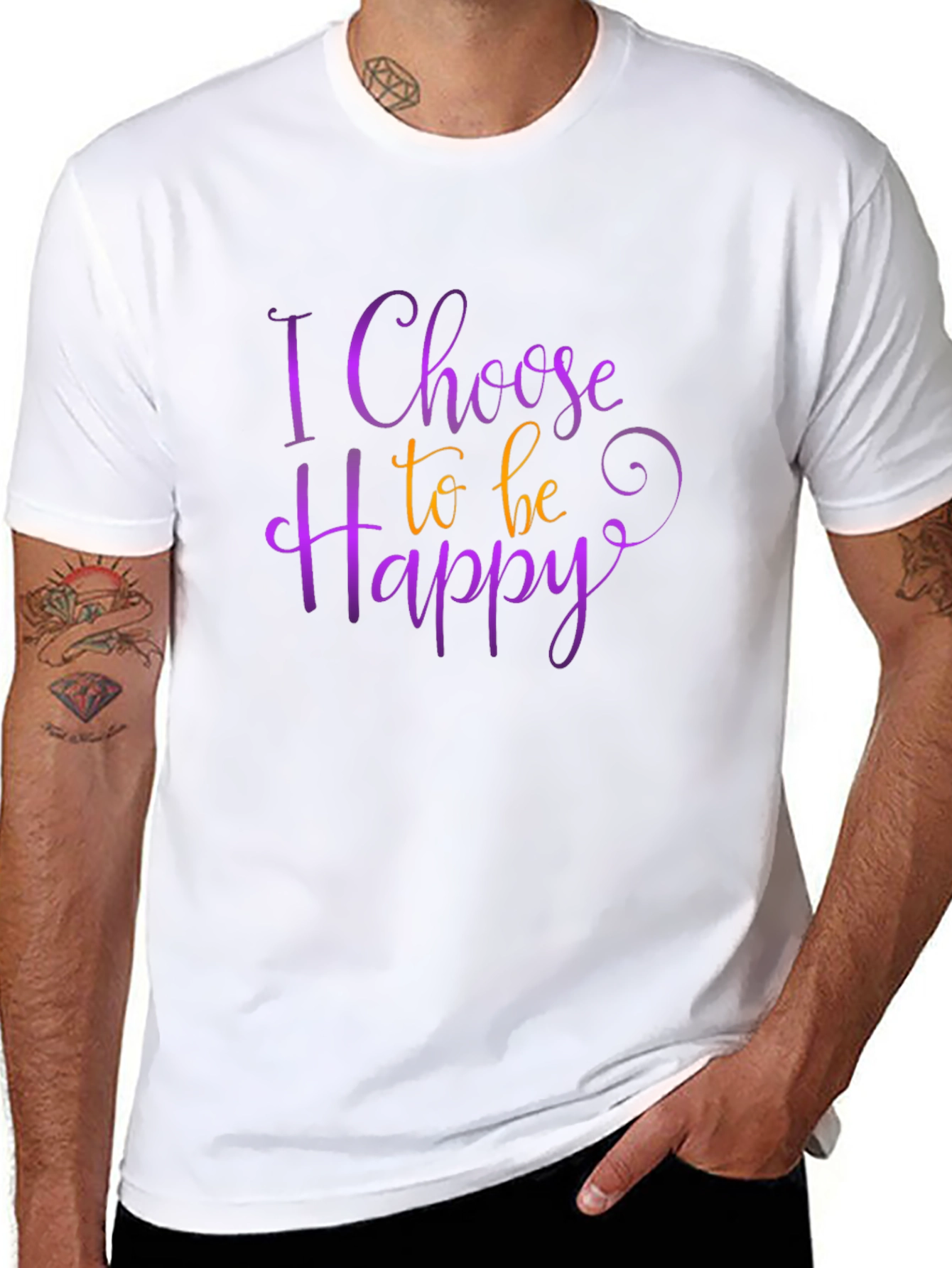 Black Choose Happy Graphic Tee - Positive Vibes Shirt view 8
