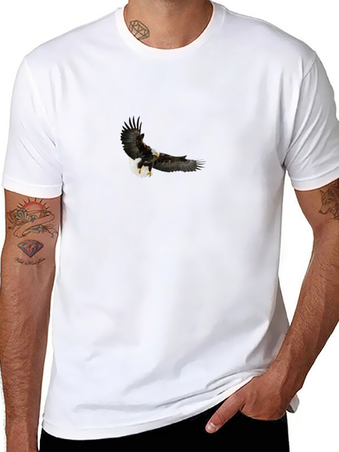 Black Bald Eagle Graphic Black T-Shirt view 8