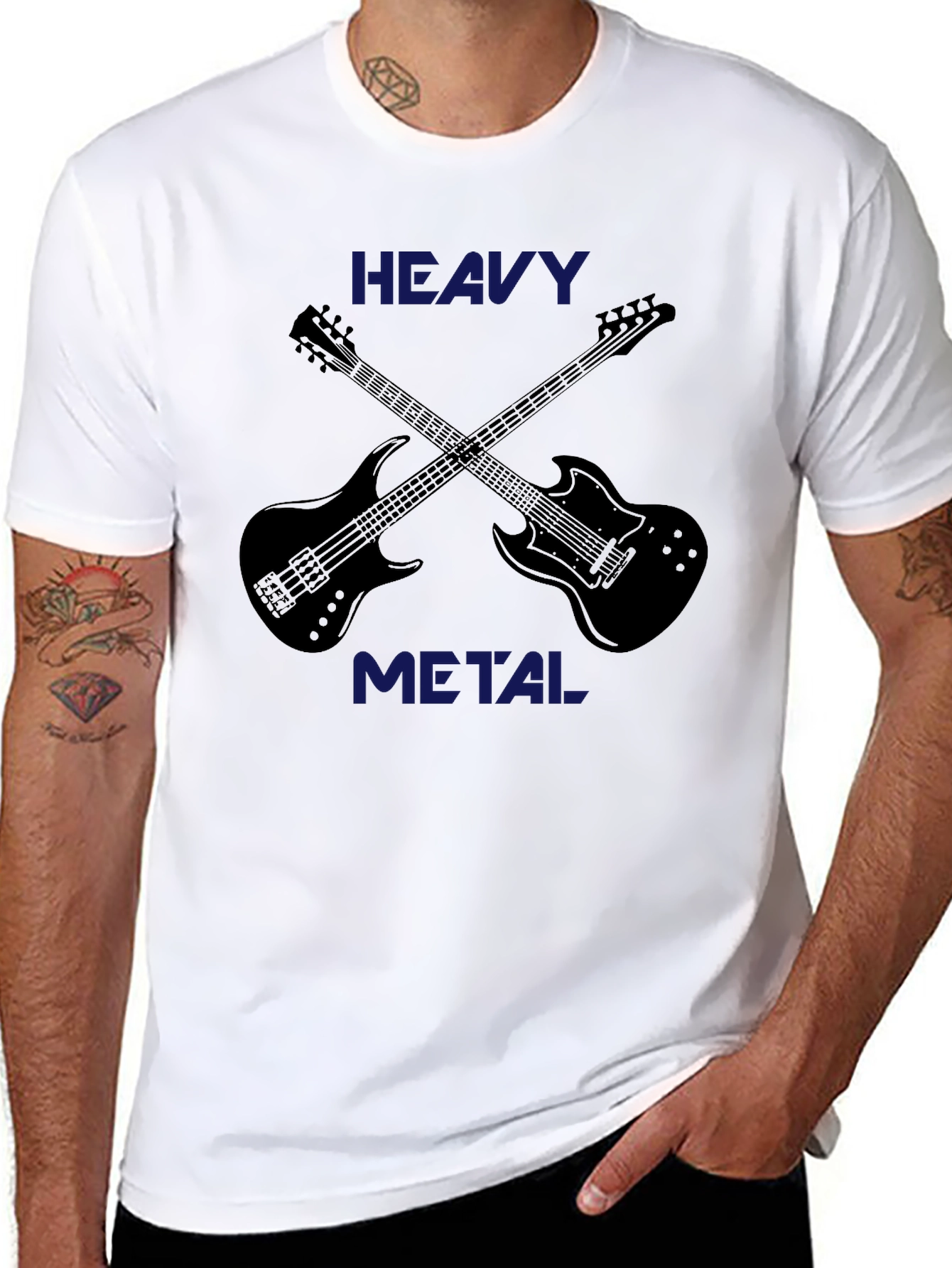 Black Heavy Metal Music T-Shirt - Guitar Graphic Tee view 8