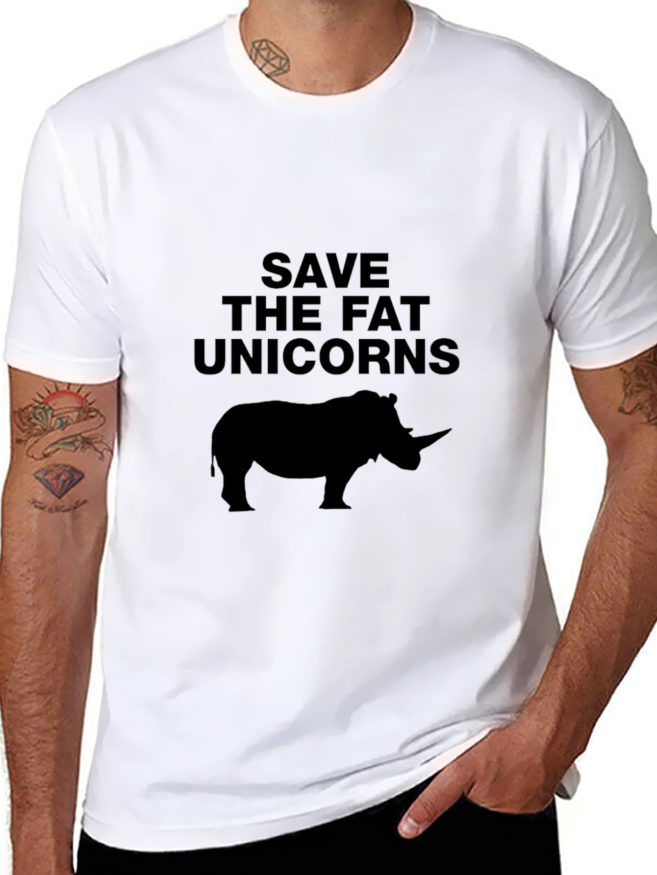 Black Save The Fat Unicorns T-Shirt view 8