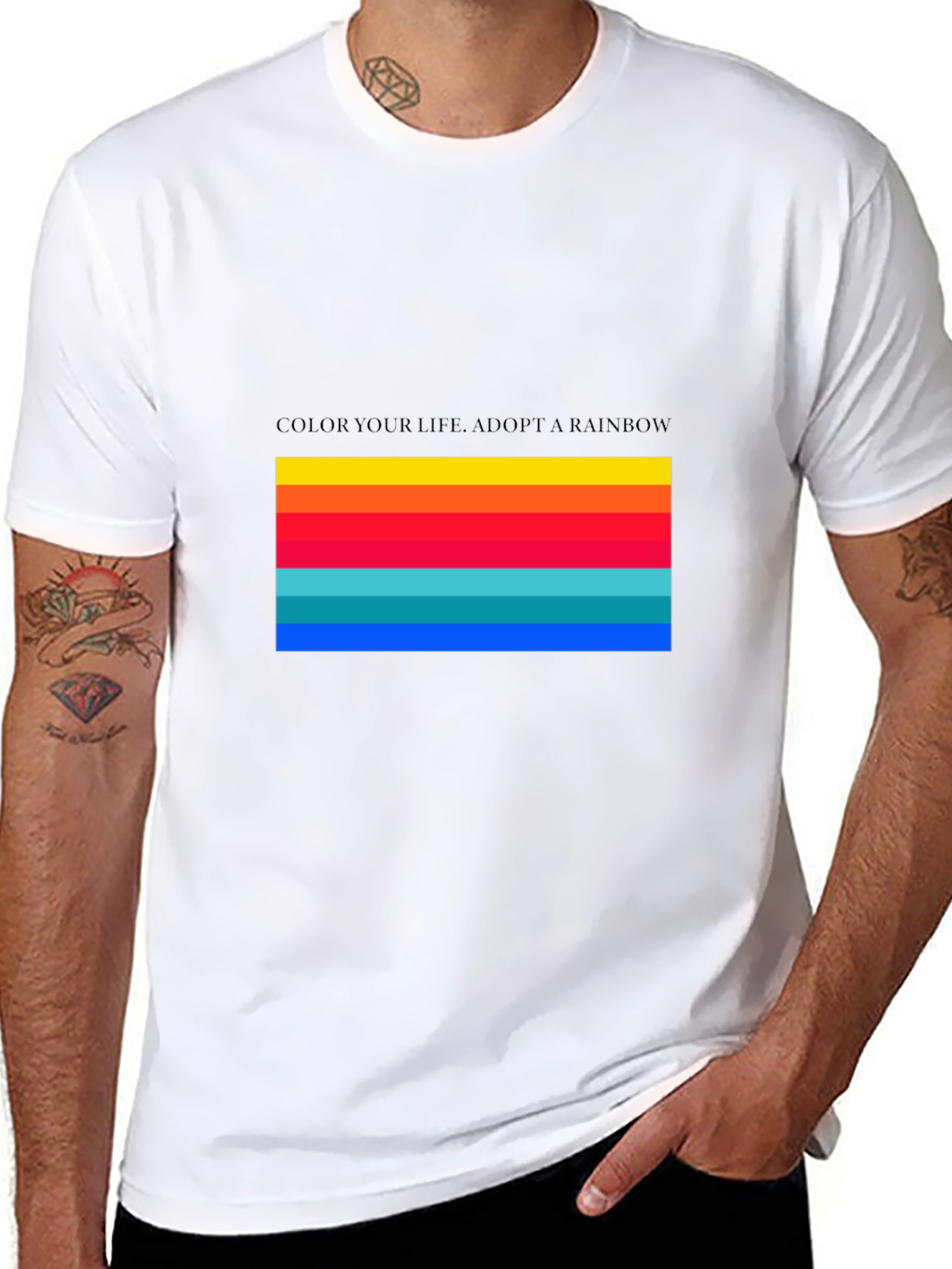 Black Rainbow Stripe Tee - Color Your Life! view 8