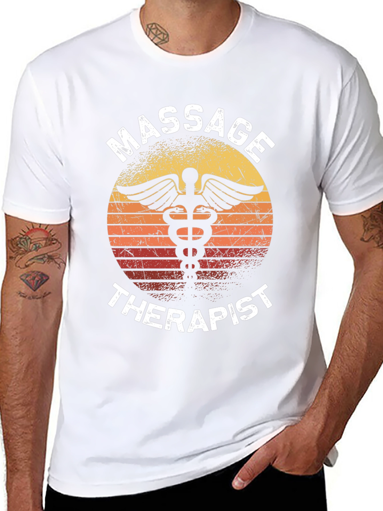 Black Massage Therapist Sunset T-Shirt view 8