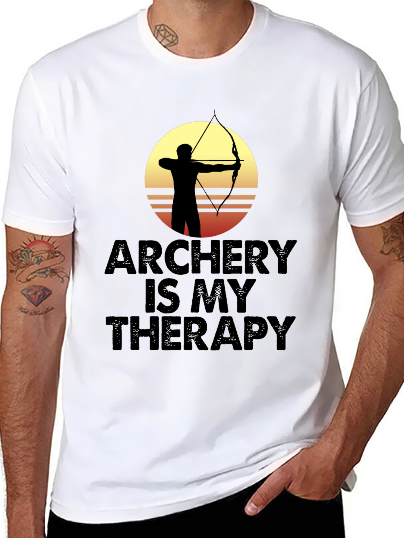 Black Archery Is My Therapy T-Shirt - Archer Silhouette Graphic Tee view 8