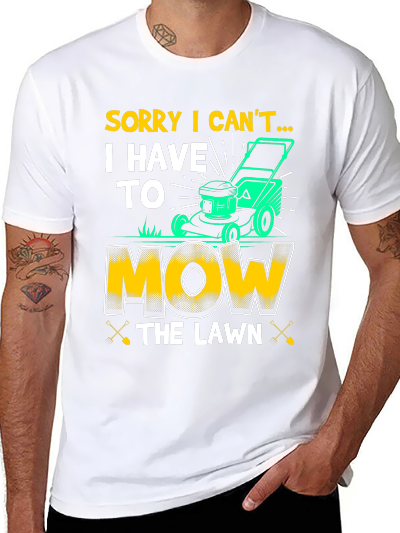 Black Funny "Mow the Lawn" Graphic T-Shirt view 8
