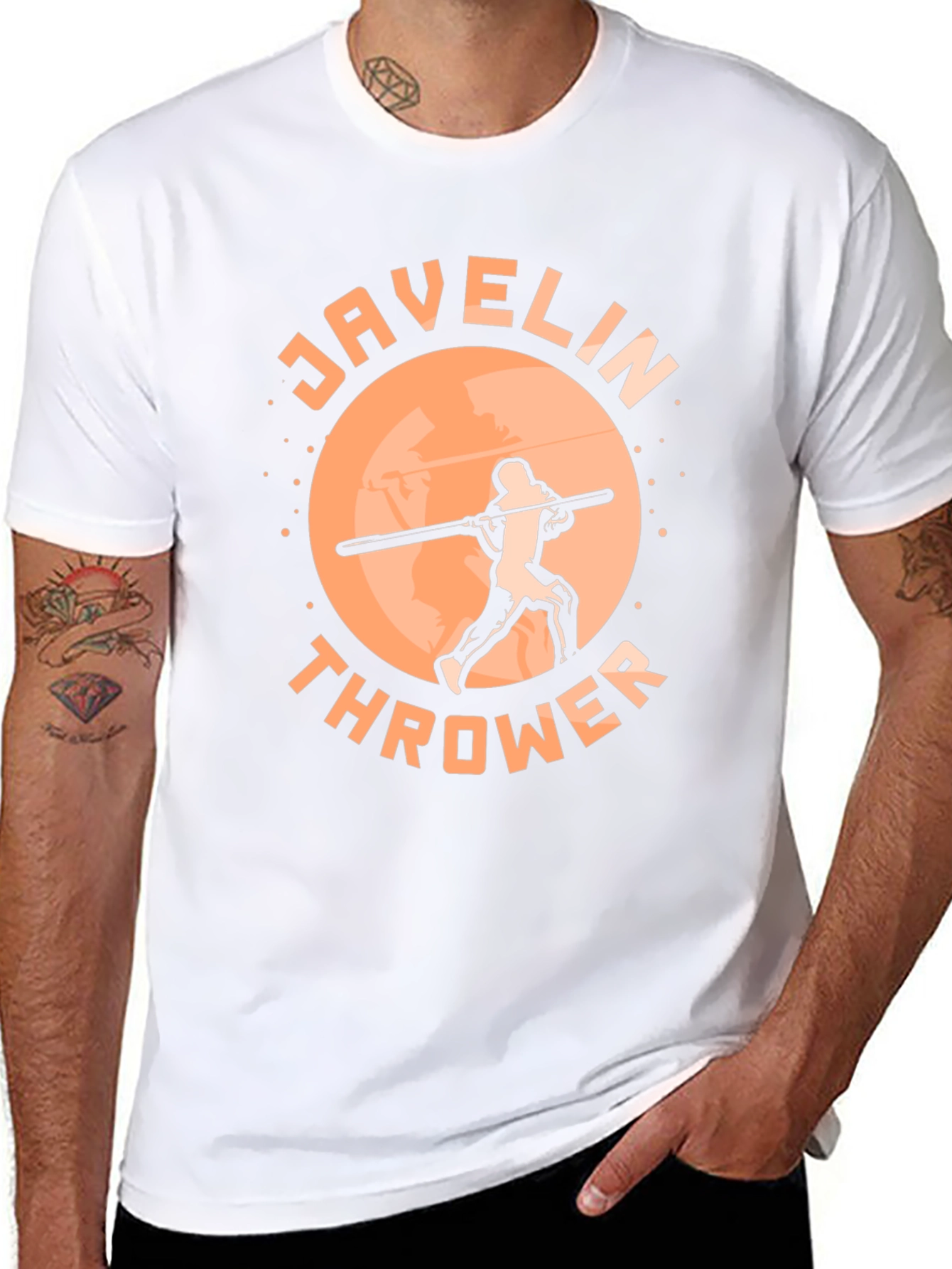 Black Javelin Thrower Graphic Tee - Sporty Black T-Shirt view 8