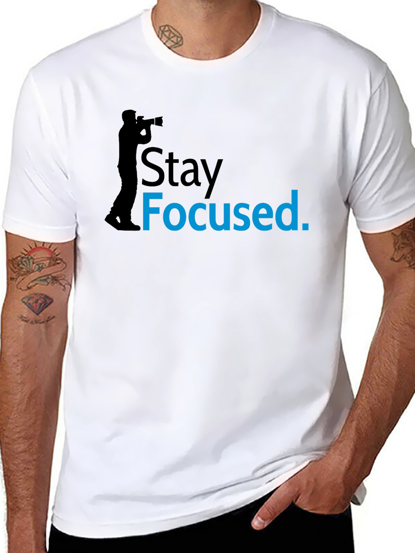 Black Stay Focused T-Shirt - Photographer Theme view 8