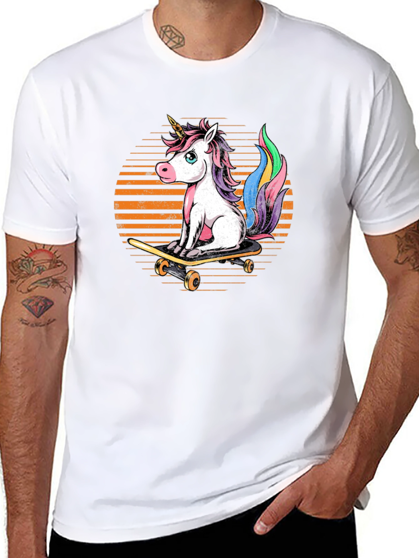 Black Unicorn Skateboarder Graphic Tee - Fun Style view 8
