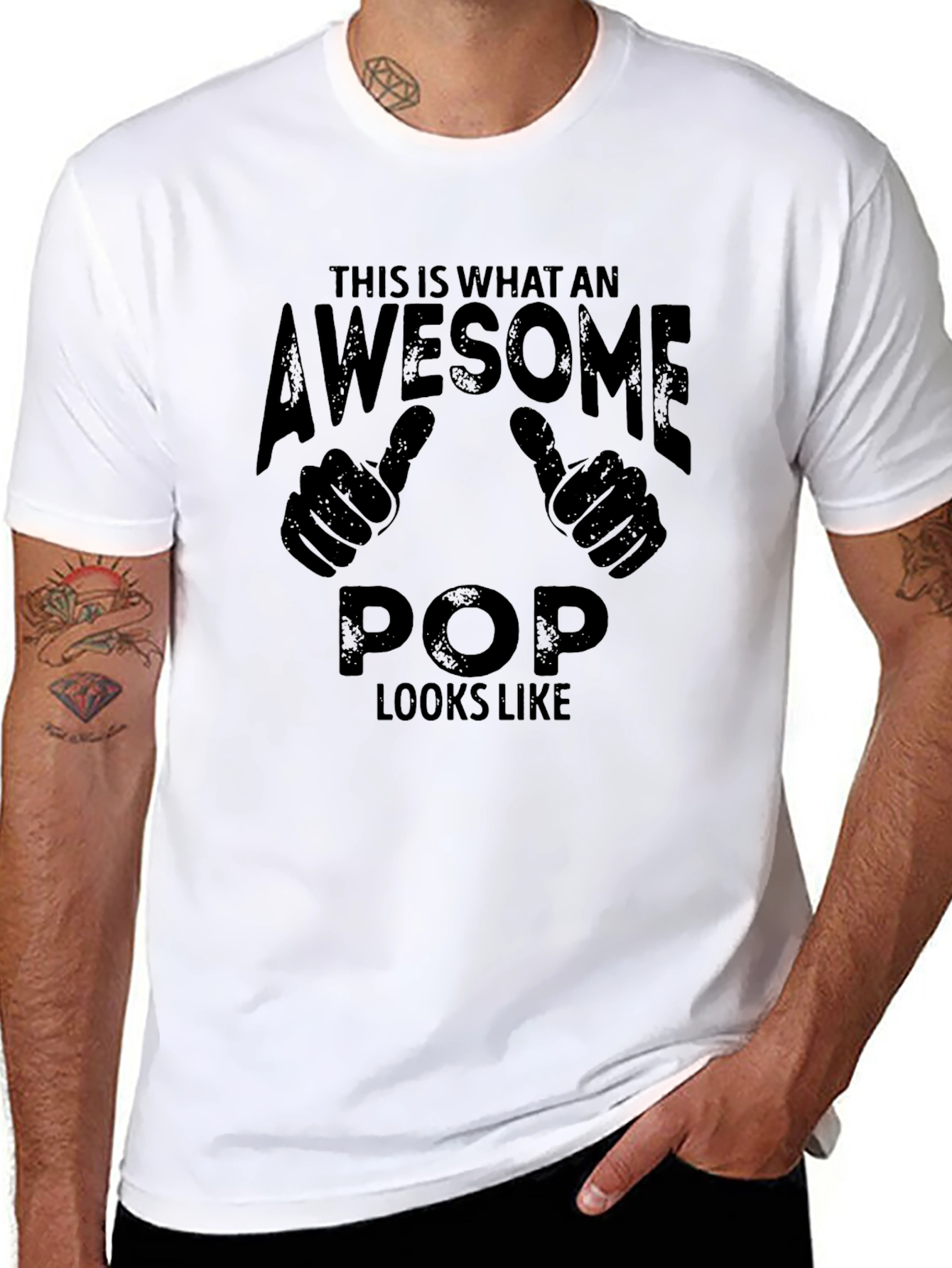 Black Awesome Pop T-Shirt - Gift for Dad view 8