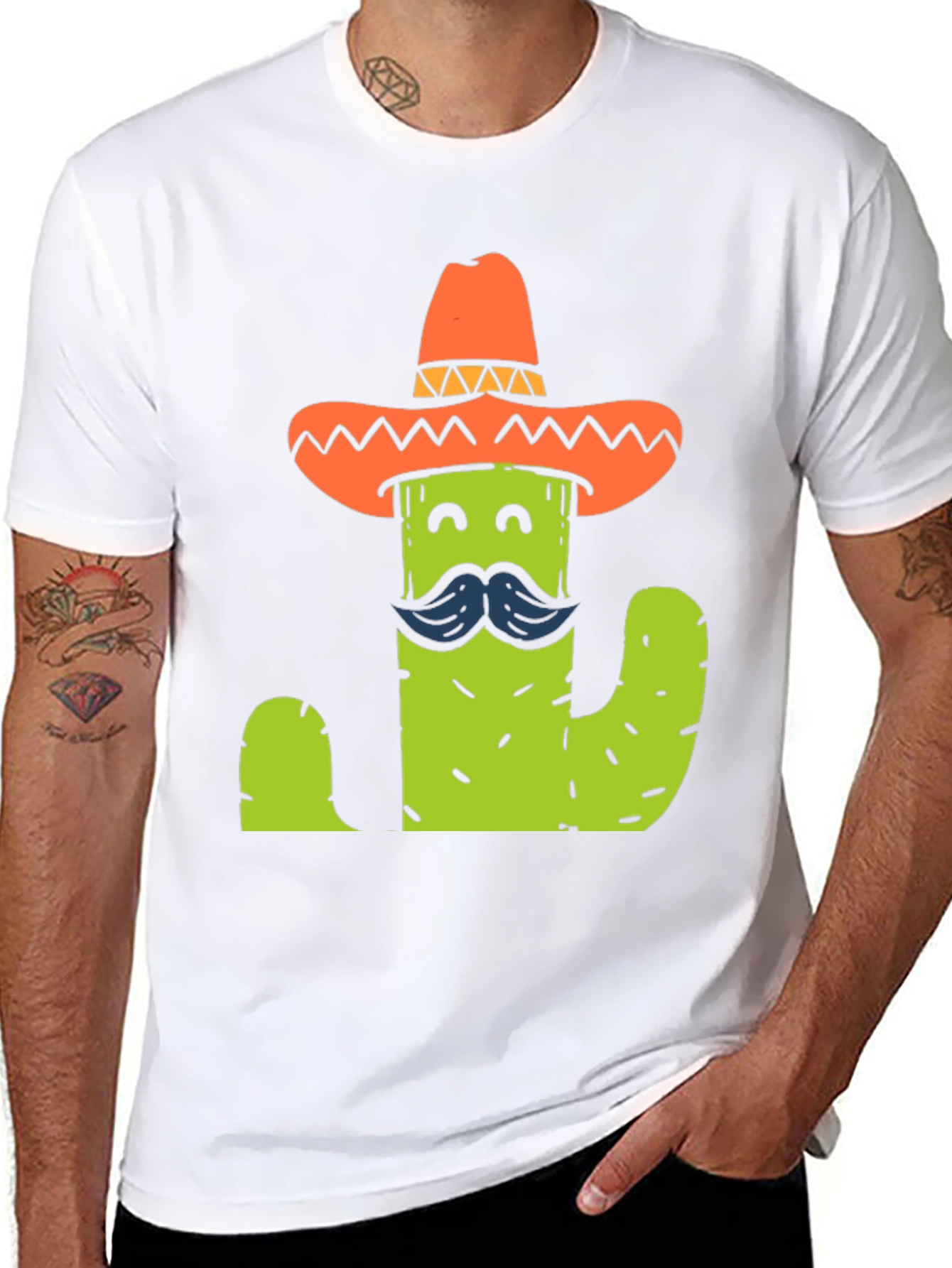 Black Cactus Sombrero T-Shirt - Funny Graphic Tee view 8