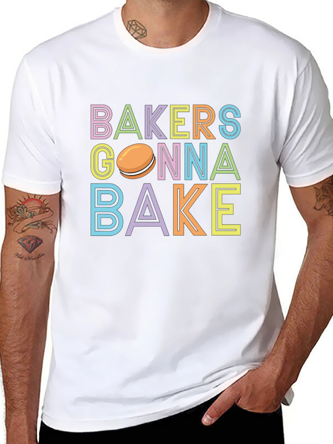Black Bakers Gonna Bake T-Shirt - Cute Macaron Design view 8
