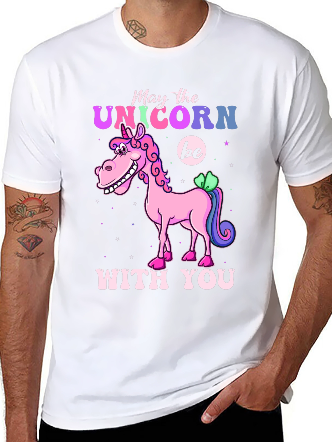 Black May the Unicorn Be With You T-Shirt view 8