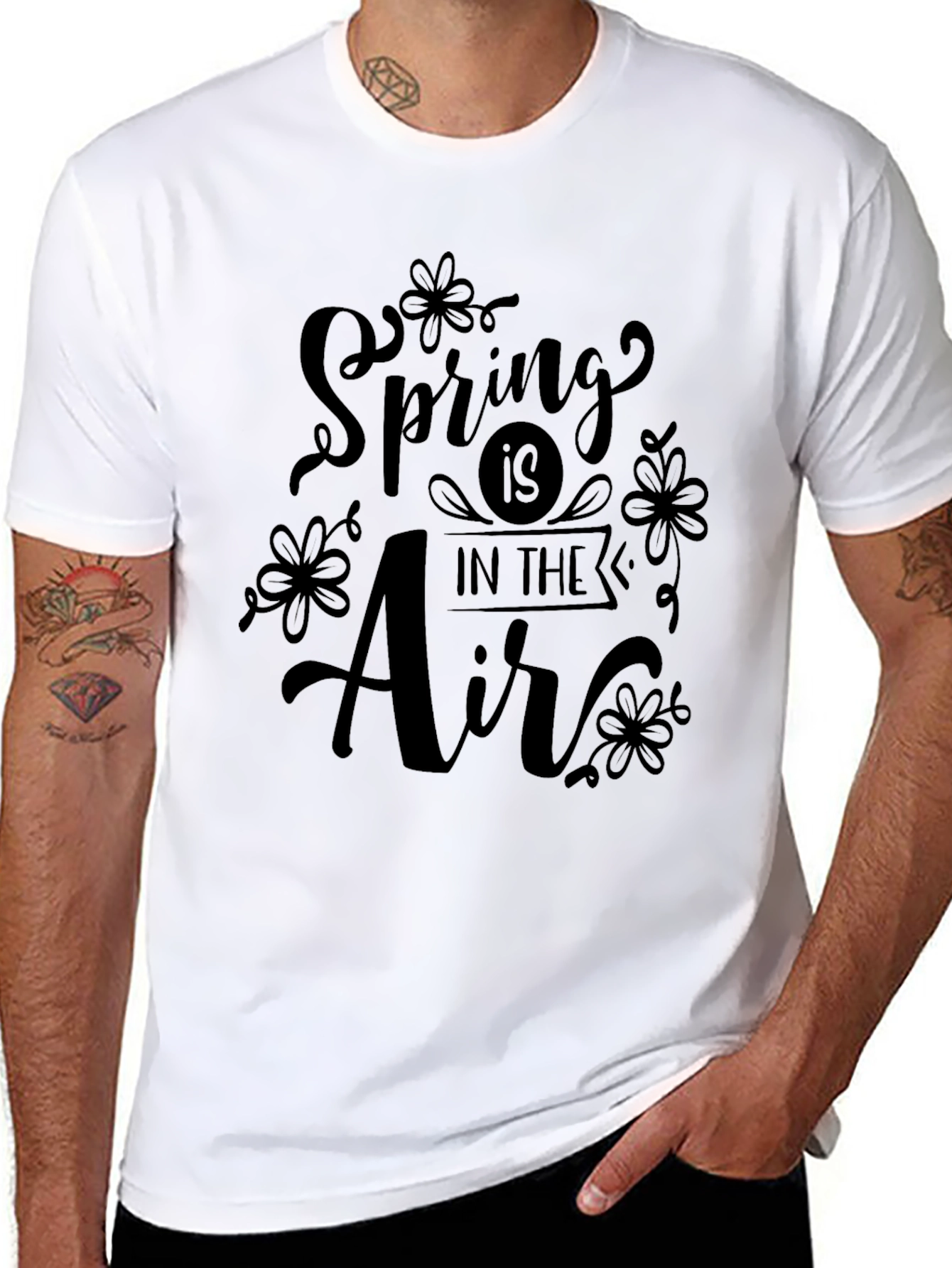 Black Spring is in the Air Black Graphic Tee view 8