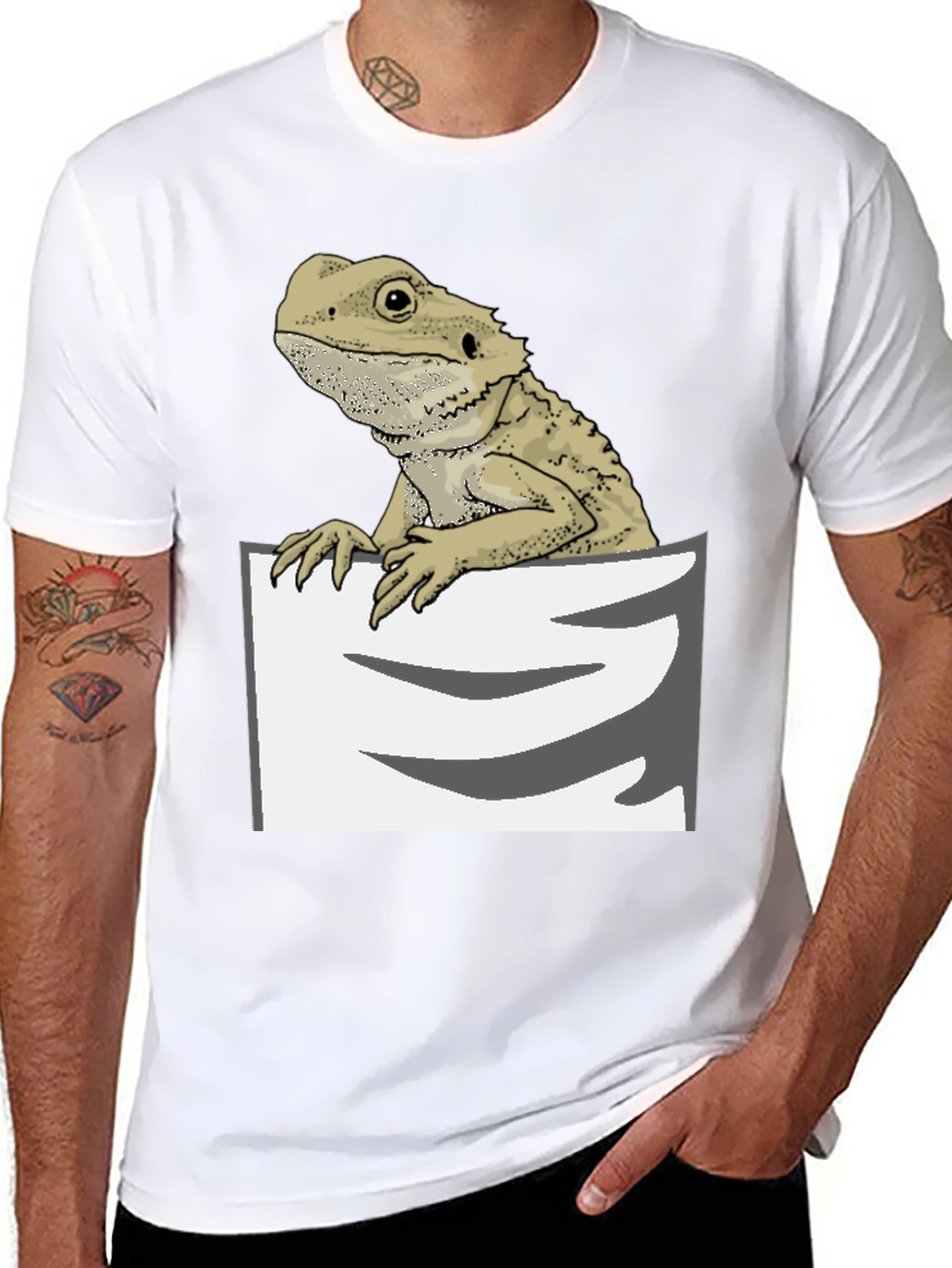 Black Bearded Dragon Pocket T-Shirt - Cool Reptile Lover Tee view 8
