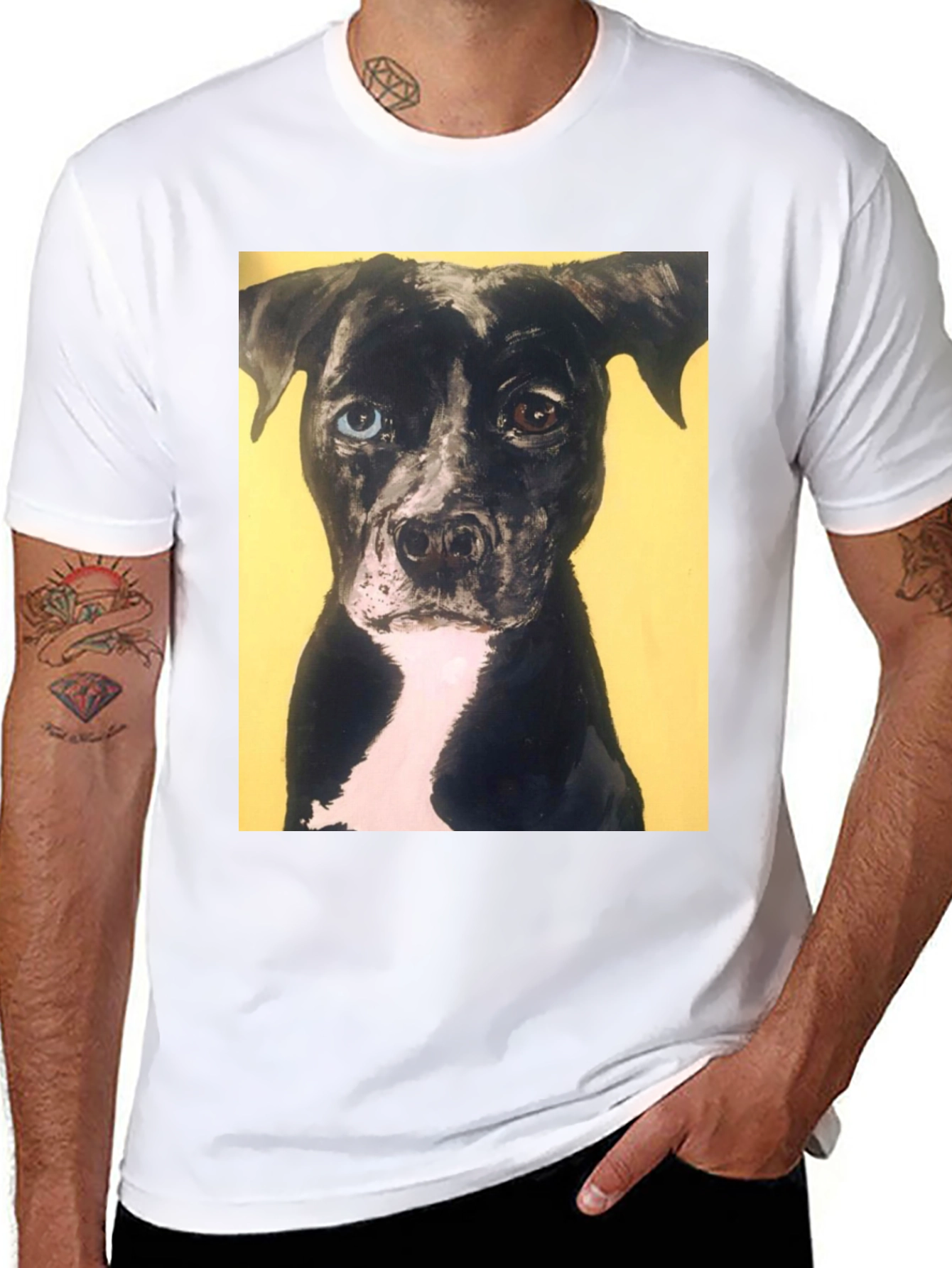 Black Dog Portrait Tee - Heterochromia Eyes view 8