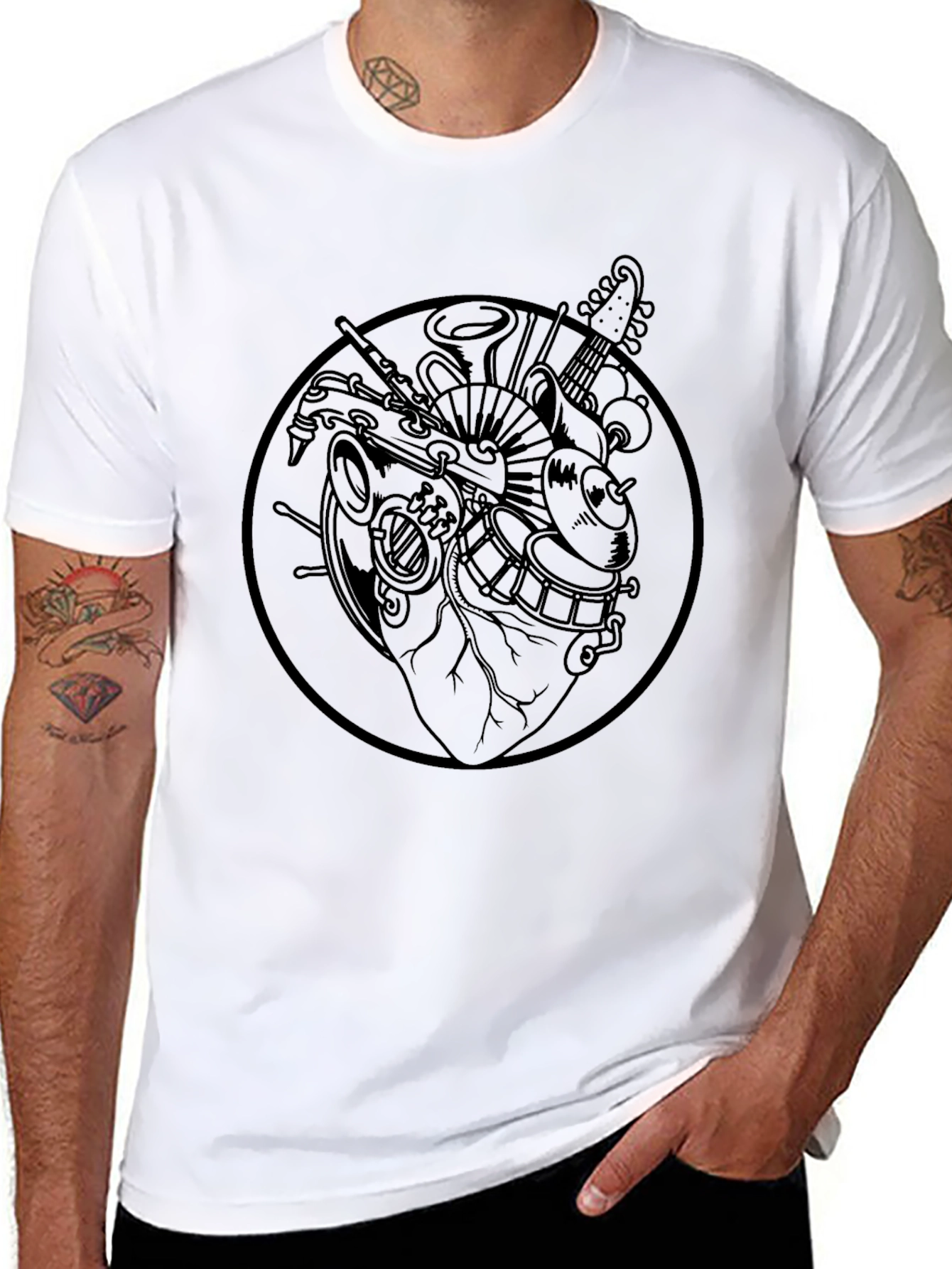 Black Musical Heart Graphic T-Shirt - Black view 8