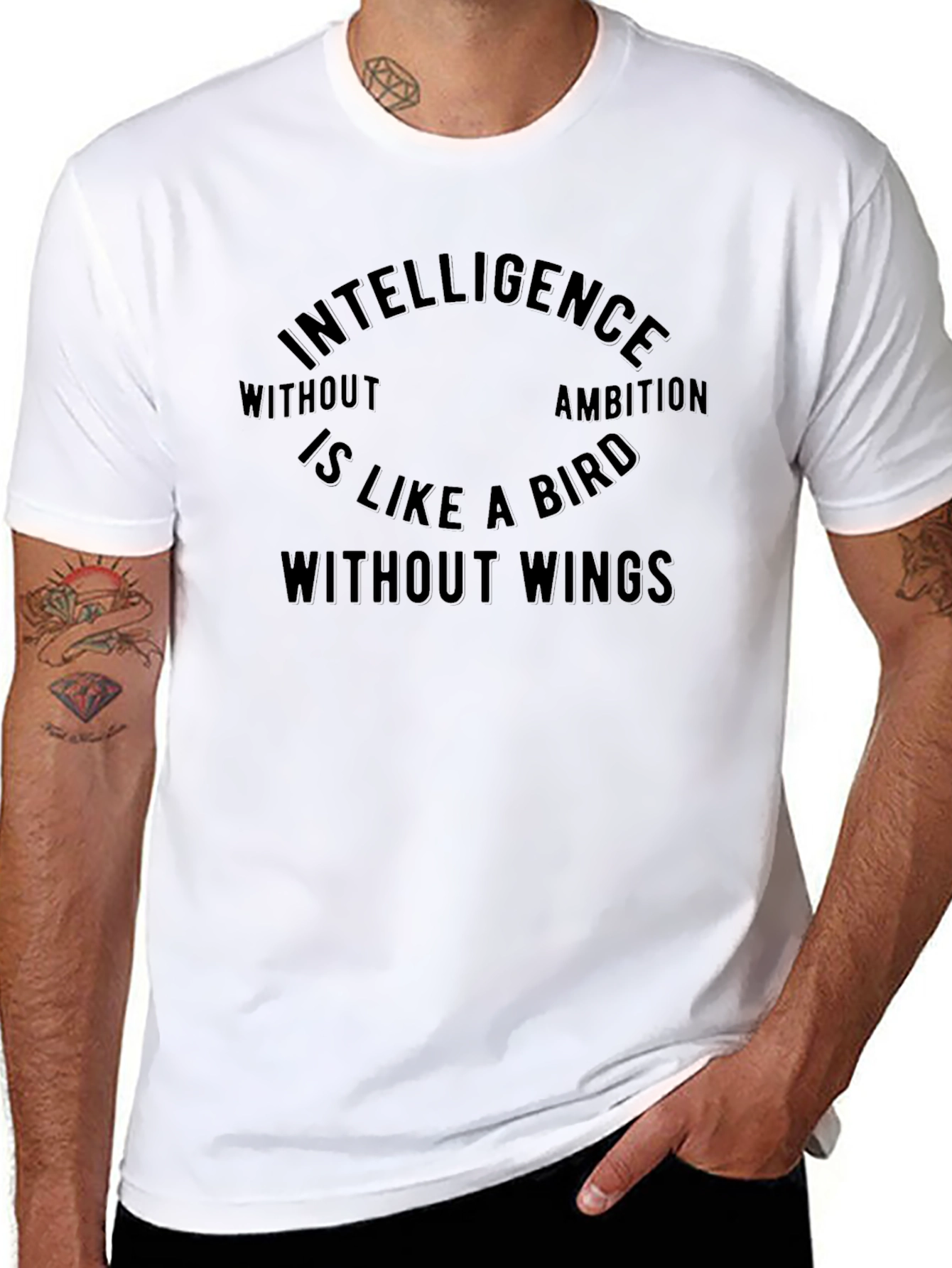 Black Intelligence Without Ambition Crew Neck T-Shirt view 8