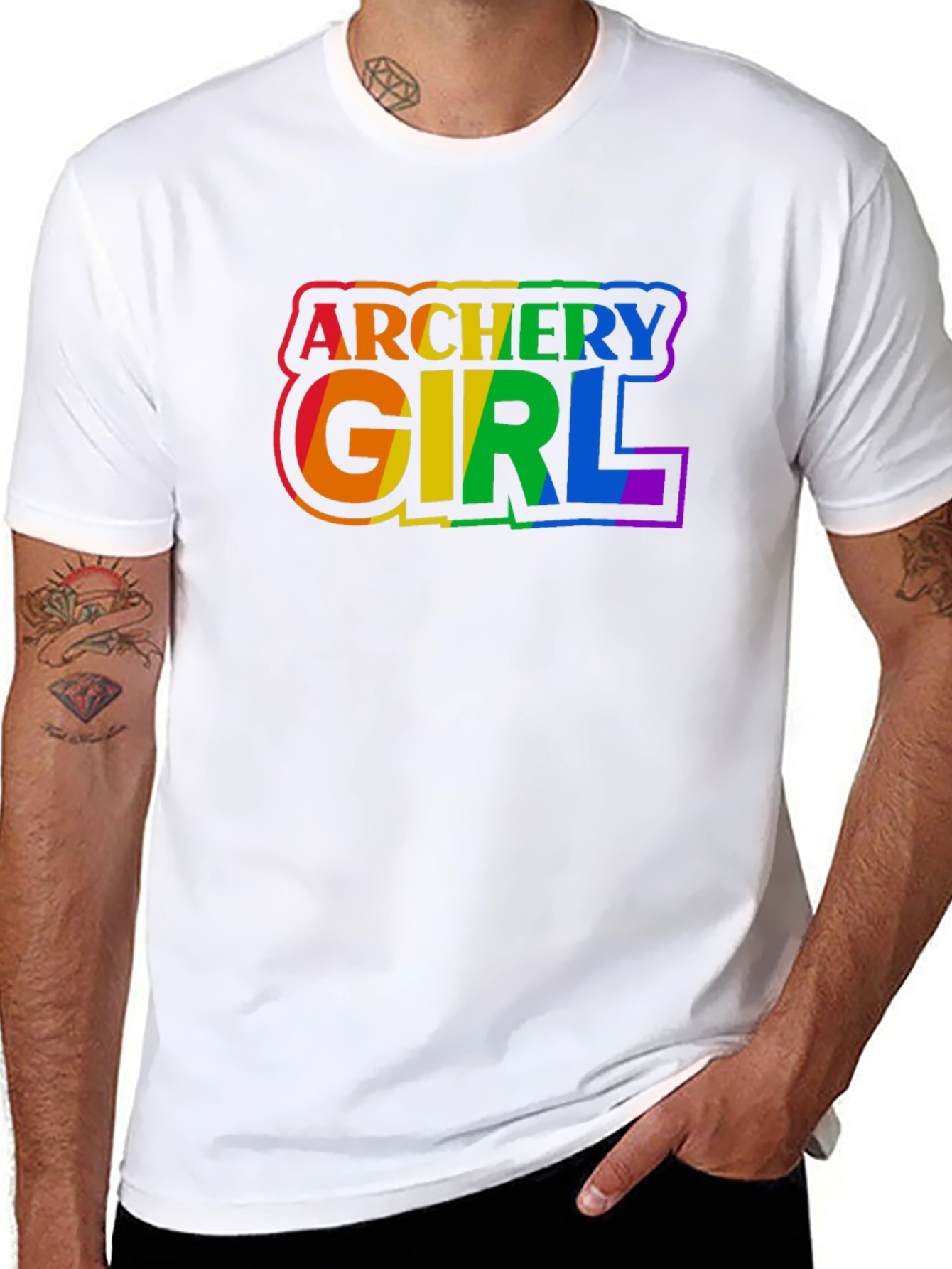 Black Archery Girl Pride T-Shirt - Rainbow Graphic Tee view 8