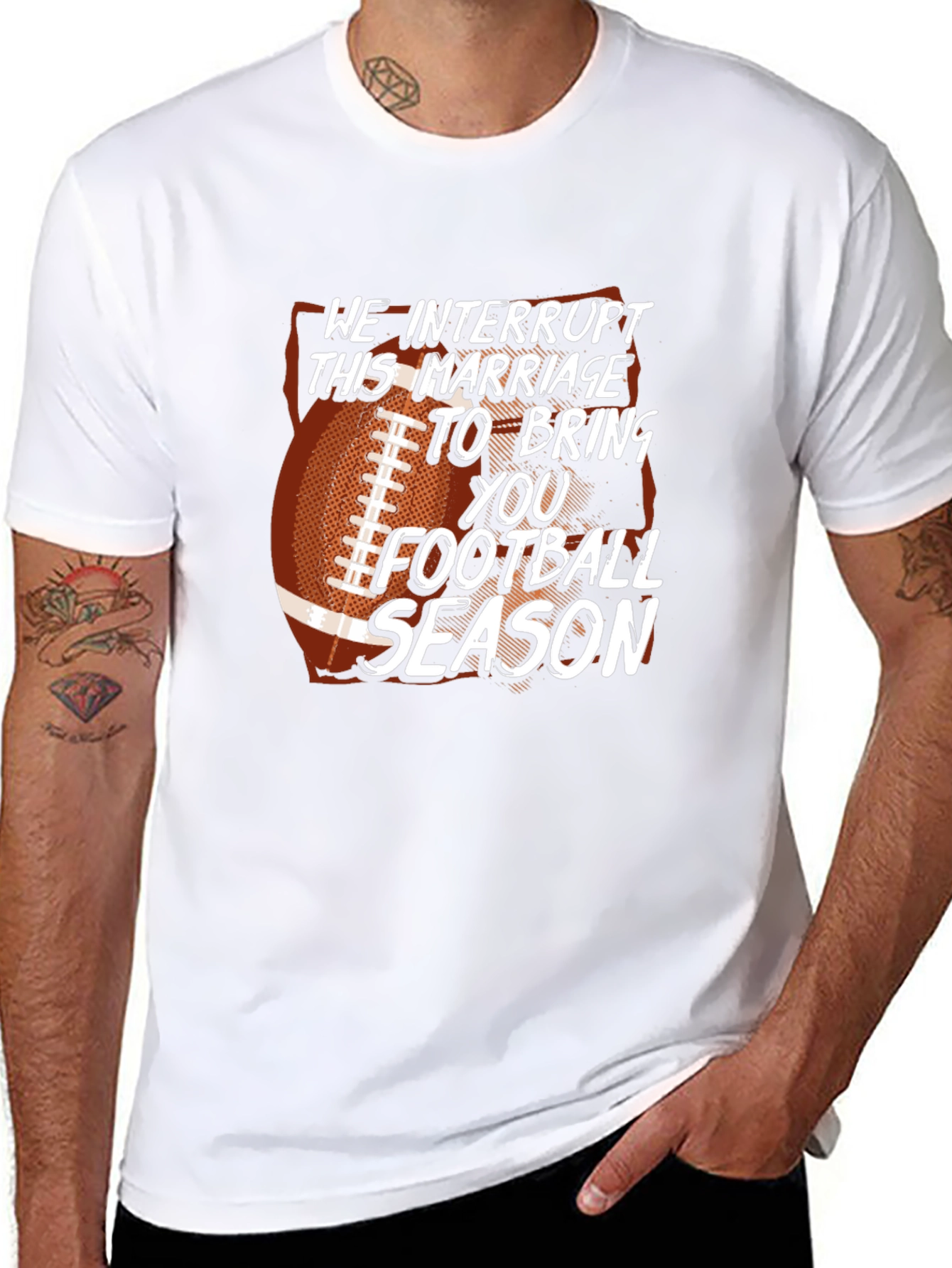 Black Funny Football Season T-Shirt Marriage Interrupted view 8