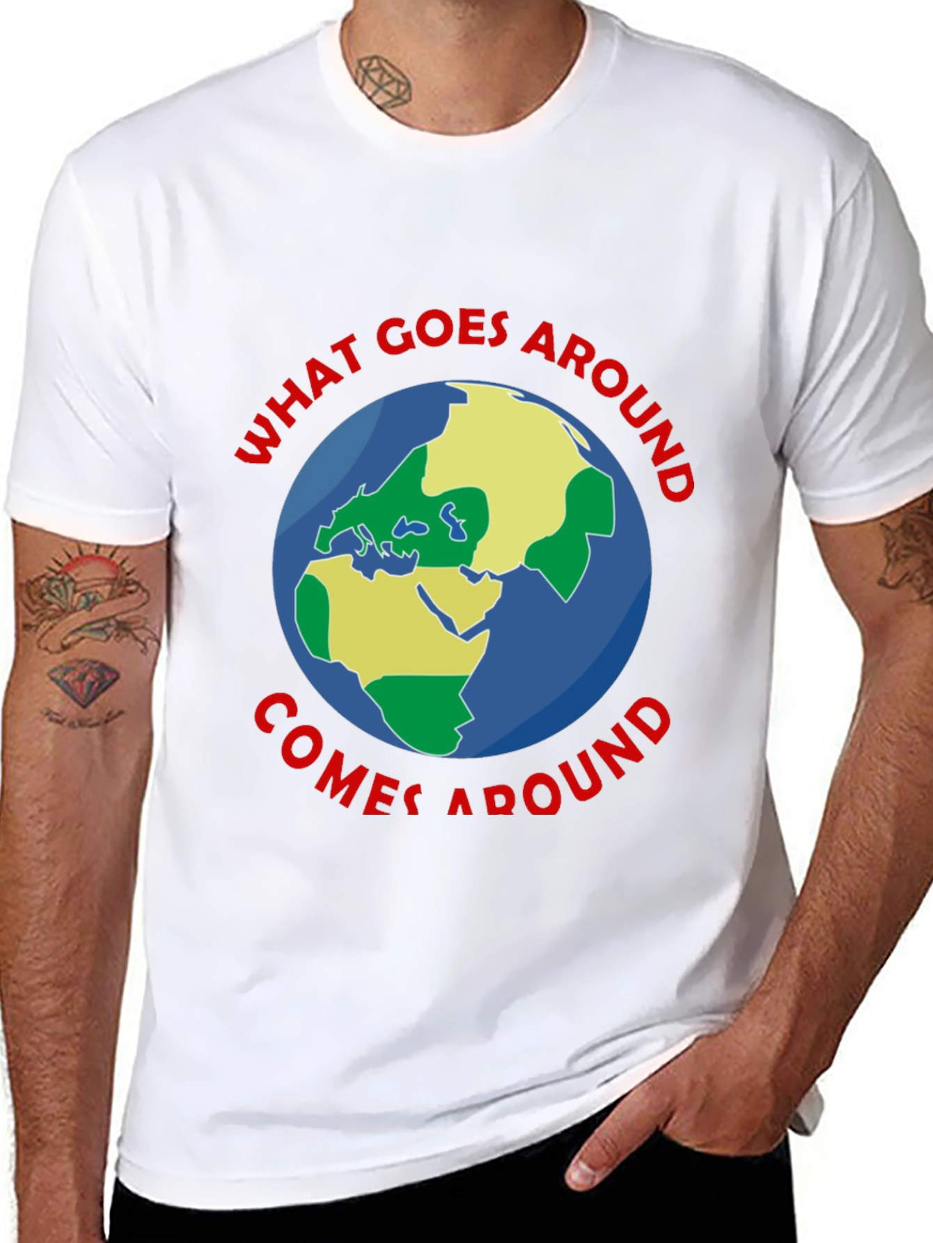 Black What Goes Around T-Shirt - Earth Graphic Tee view 8