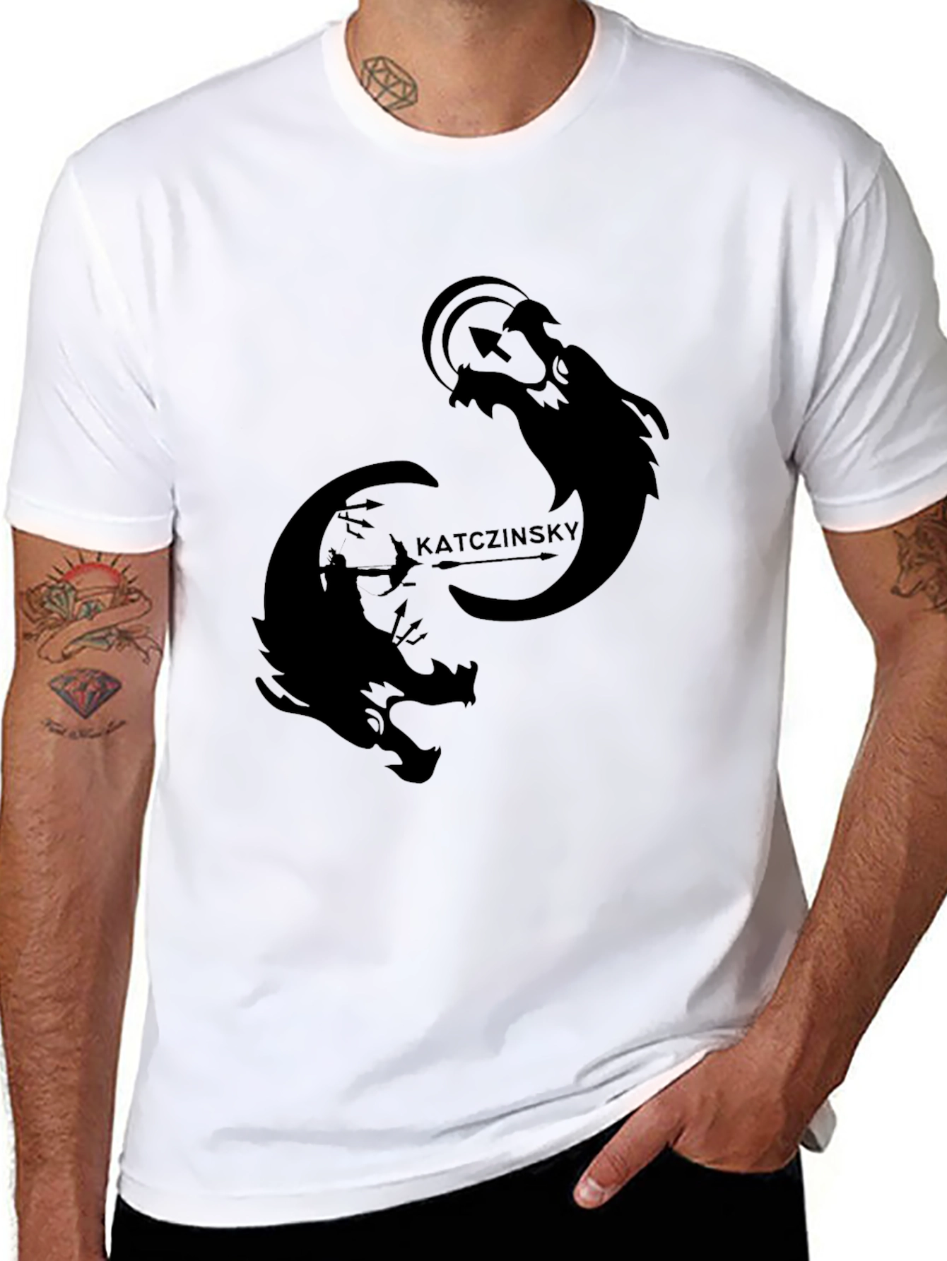 Black Men's Black Graphic Tee - Katczinsky Design view 8