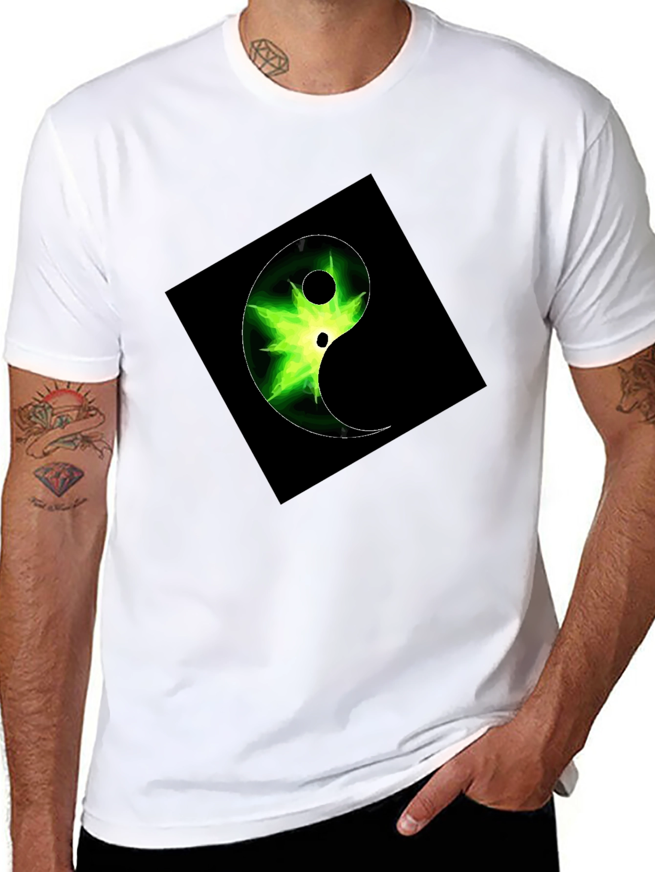 Black Yin Yang Graphic Tee - Black Cotton Blend view 8