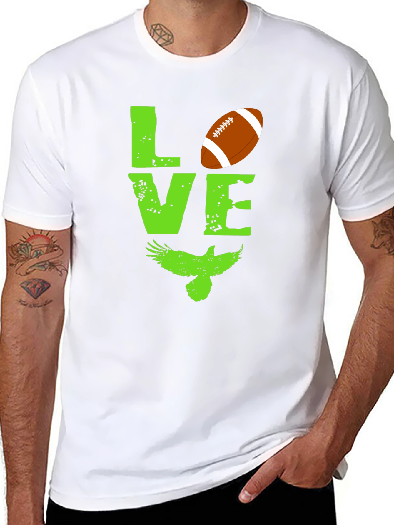 Black Love Football and Eagles Graphic T-Shirt view 8