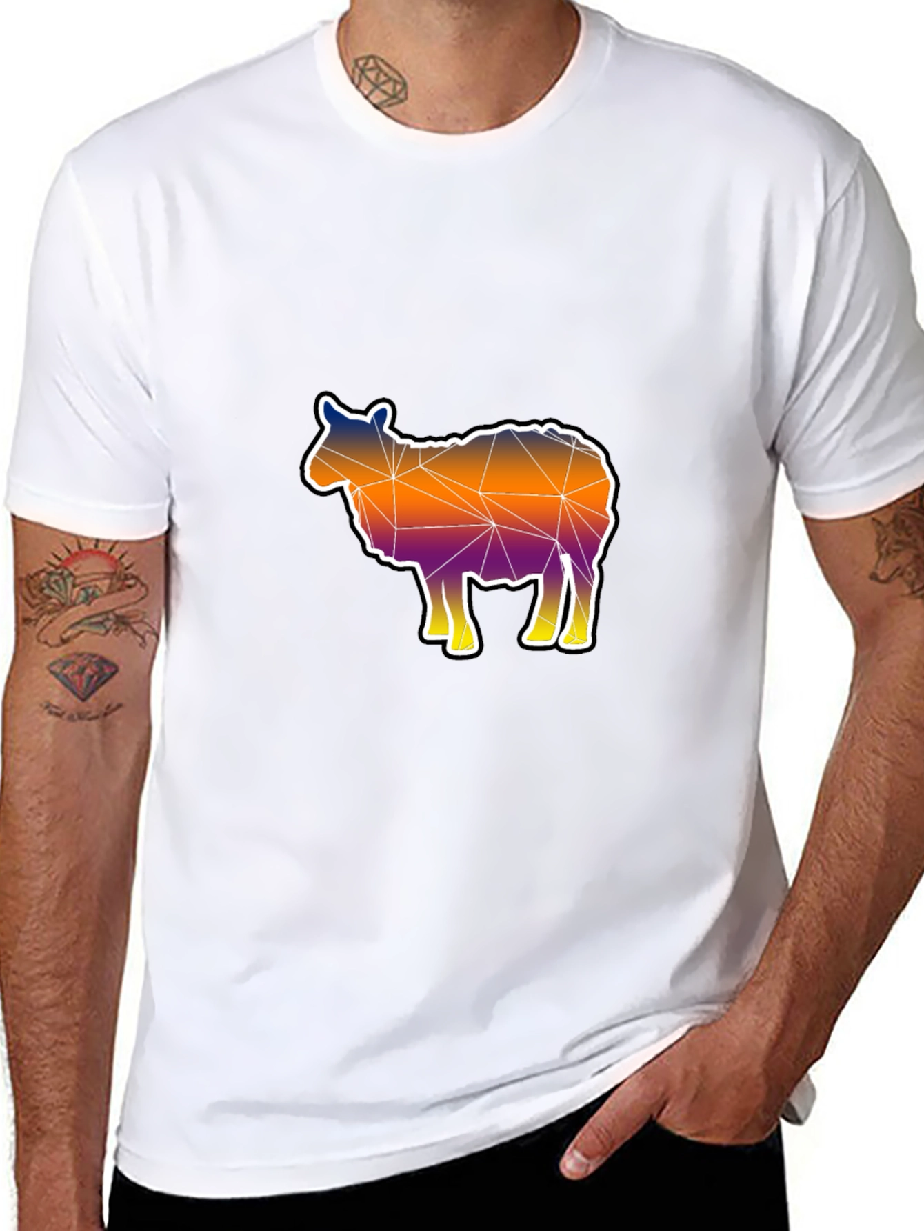 Black Geometric Sheep Graphic Tee - Modern Art Shirt view 8